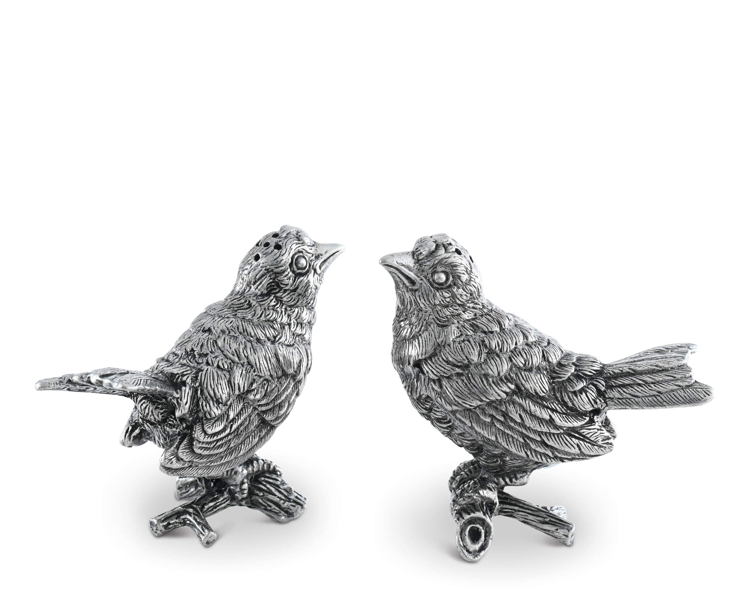 Vagabond House Pewter Song Birds Salt & Pepper Shakers Set Spring Song Bird Table S/P 3 Inch Tall