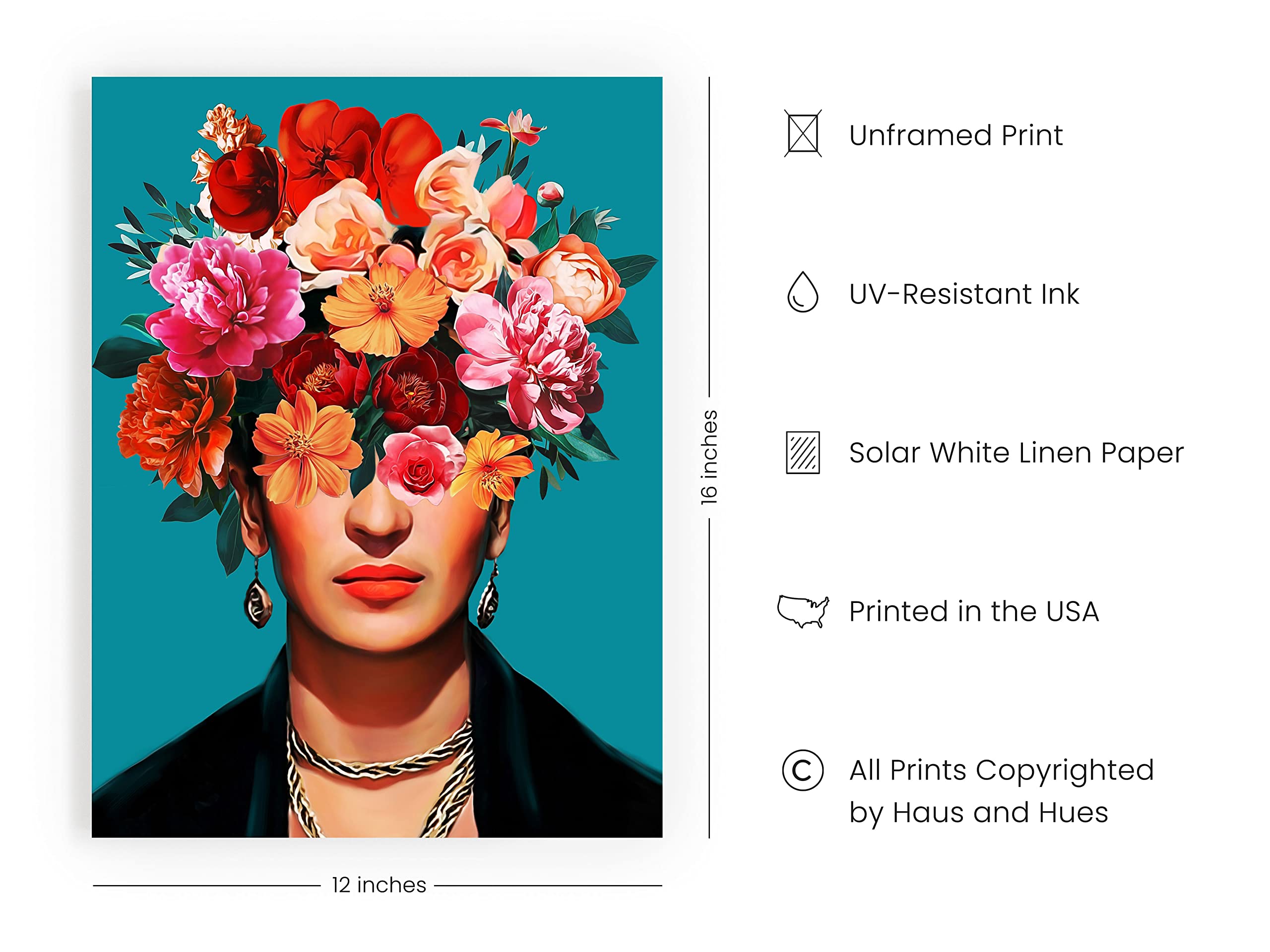 HAUS AND HUES Frida Kahlo Wall Art & Feminist Poster Frida Kahlo Poster Frida Art & Feminist Print Chicano  Latino  Chicana Art Frida Kahlo Gifts  Mexican Artwork for Walls UNFRAMED 12''x16''