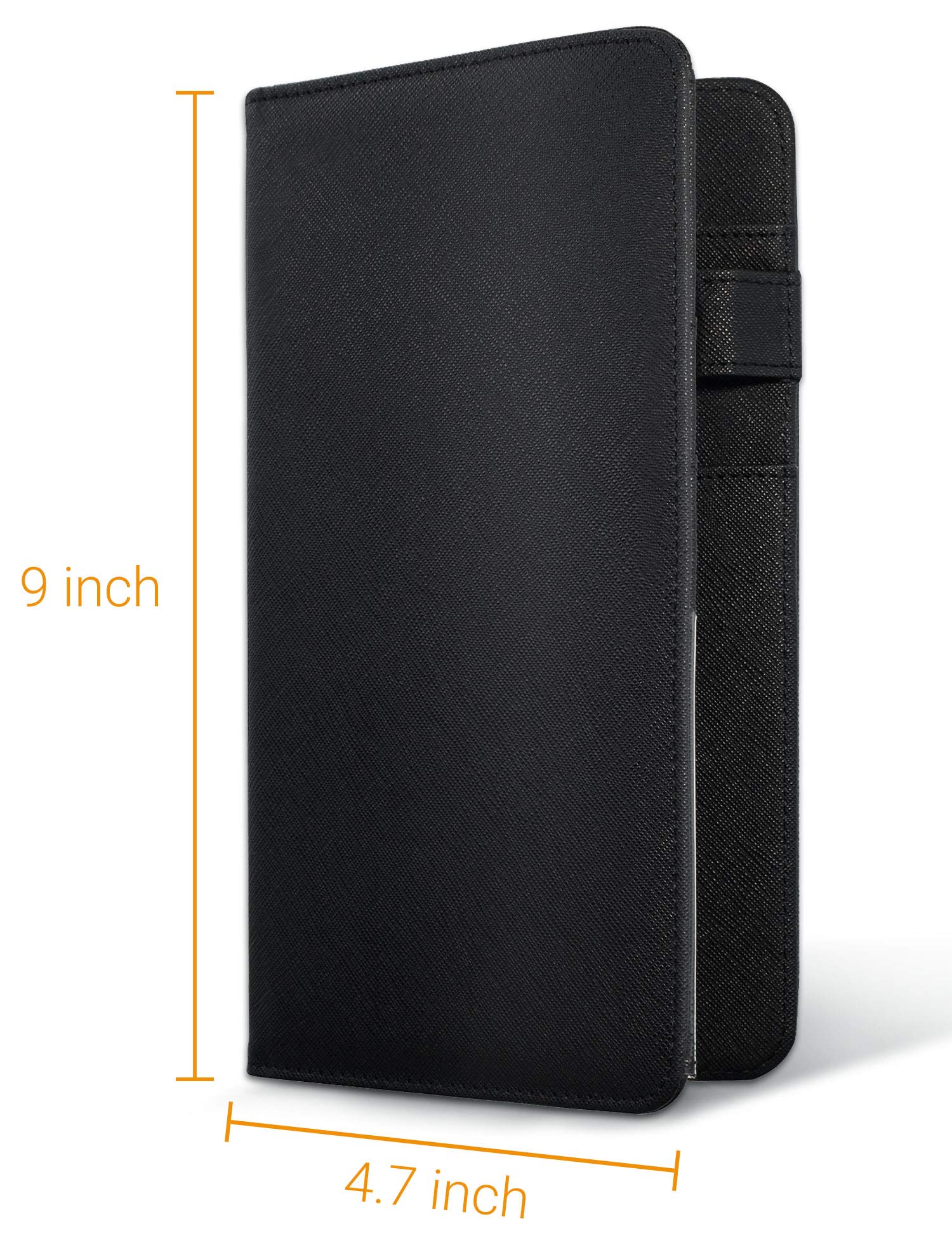Mymazn 5 X 9 Server Book For Waitress With Magnetic Closure, Zipper Pocket And Pen Holder (Black)
