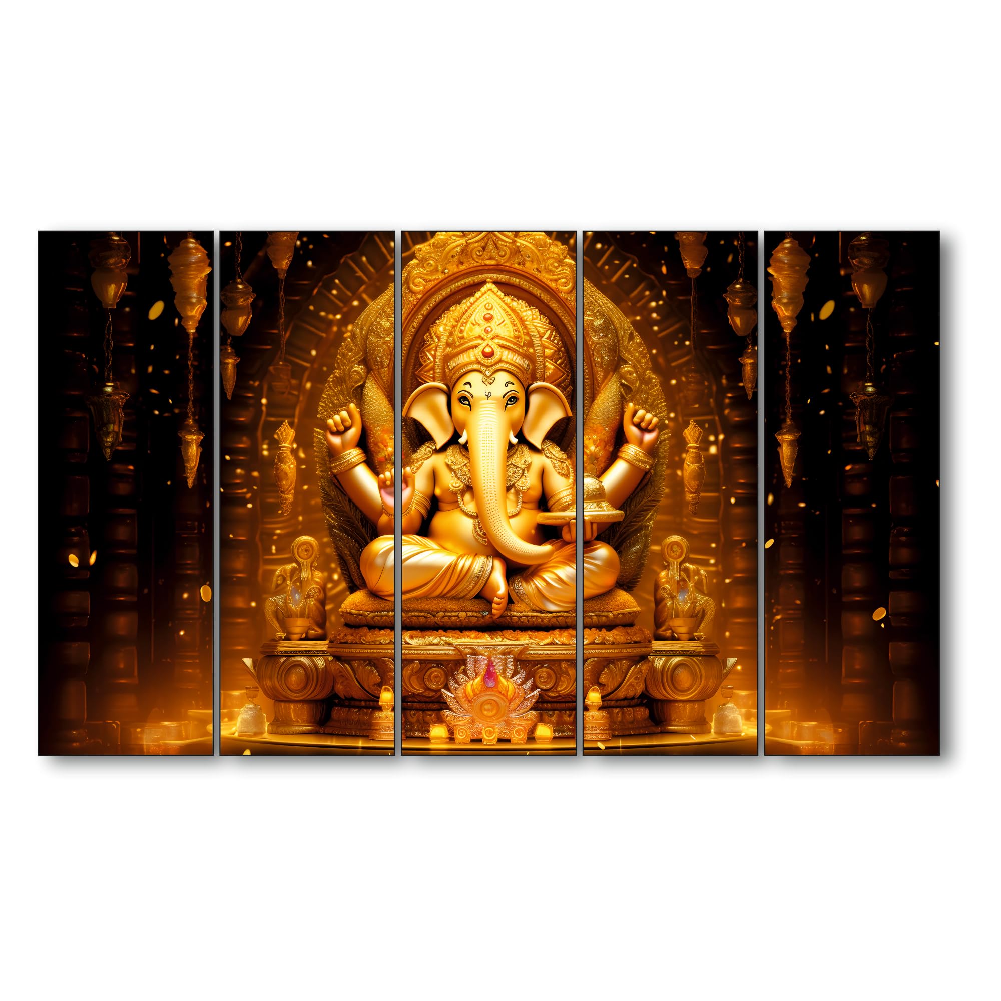 The Castle Decor Lord Ganesh ji painting with frame Big Size(27x48) Wall art for living room,Bedroom,Drawing room,Hotels-Wooden