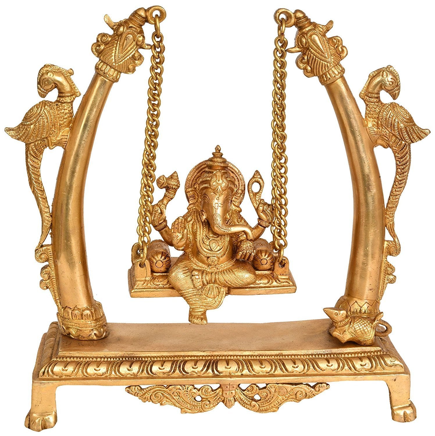 Idol Collections Brass Lord Ganesha Ganesh Murti Idol Statue On A Swing Statue Height 10 Inches