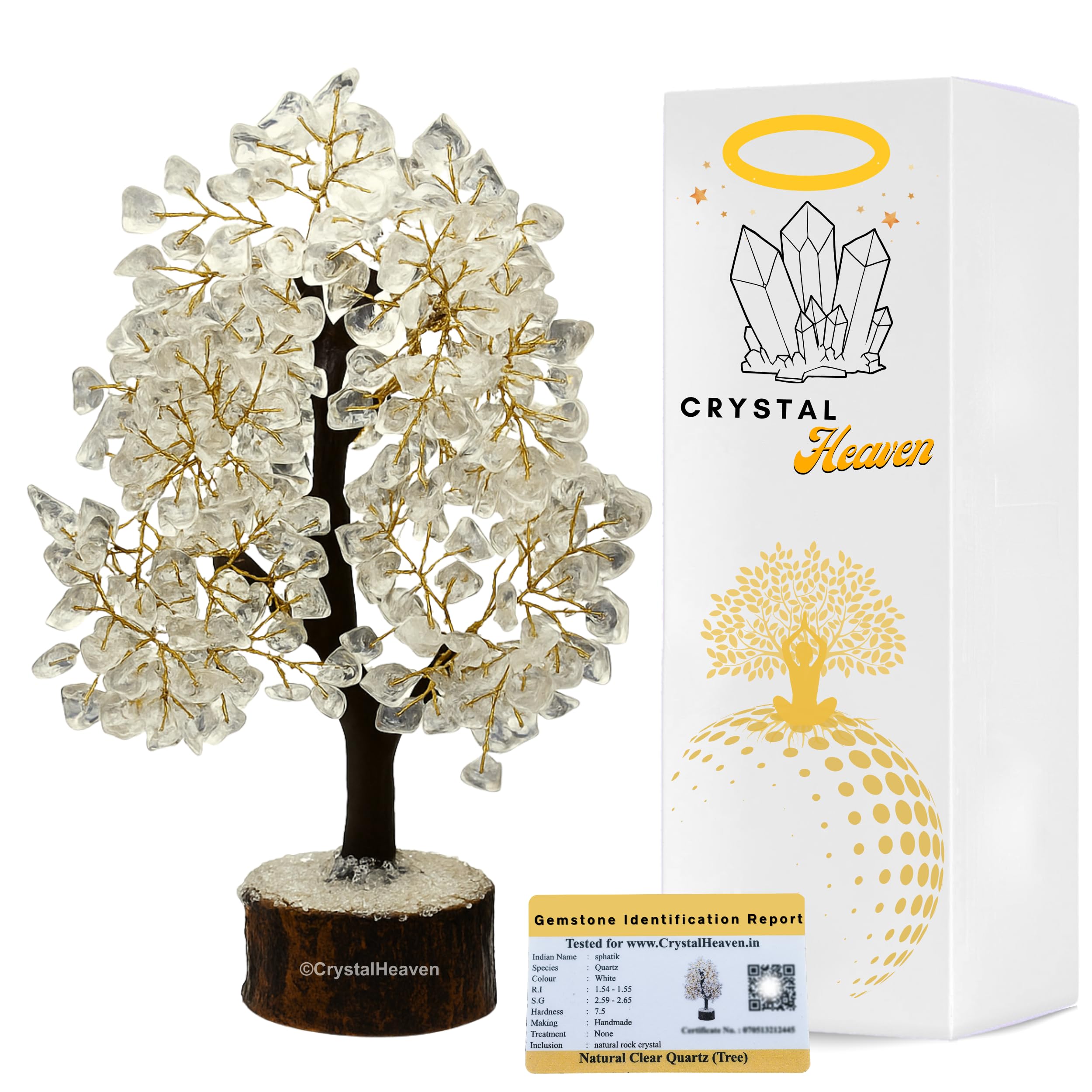 Certified Clear Quartz Crystal Tree For Good Luck - Healing Crystals Money Tree For Wealth, Positive Energy At Home Office - Dec