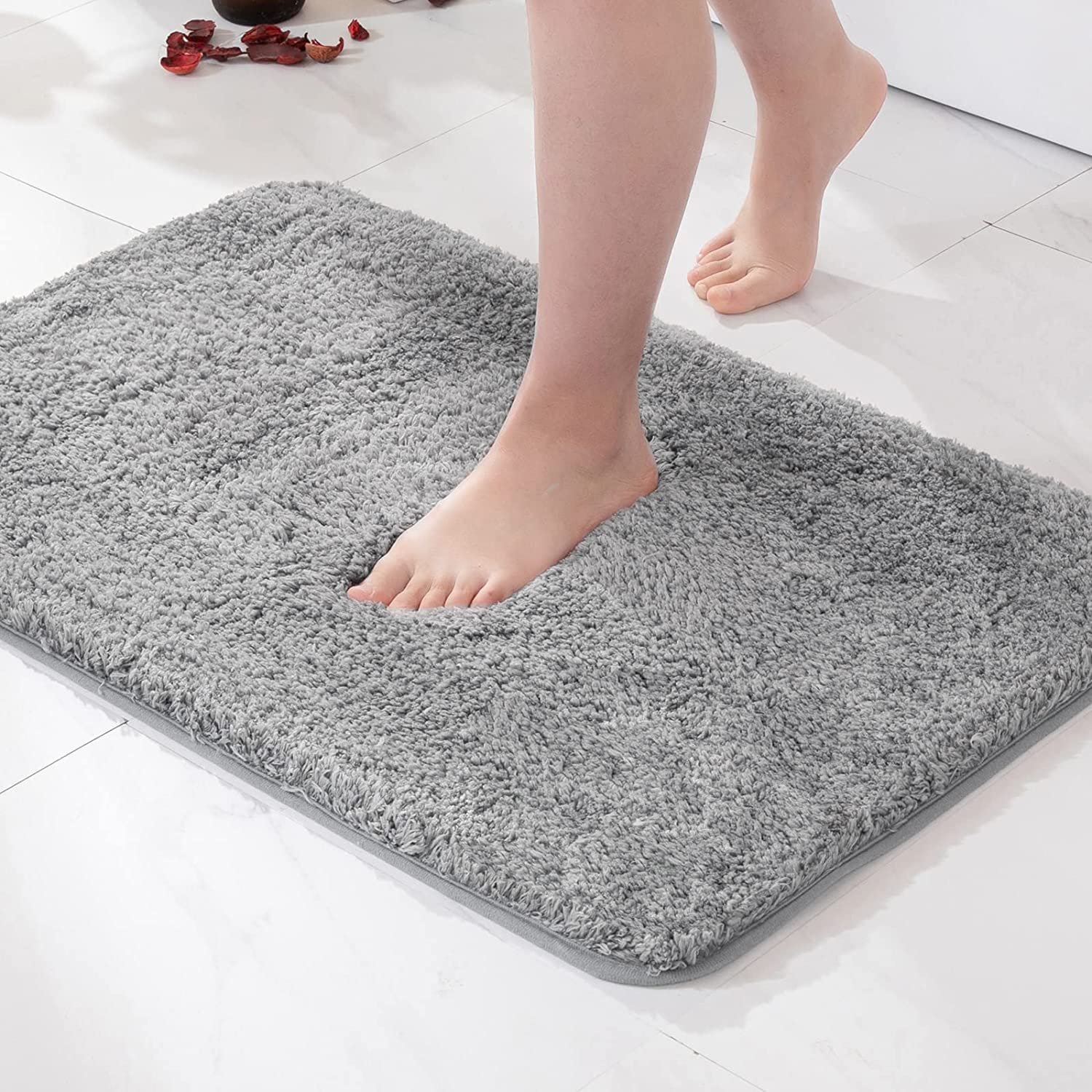 Miulee Gray Small Bathroom Rugs Thick Shaggy Bath Rug Mats For Bathroom Non Slip Absorbent Plush Washable Carpet Living Room Bed