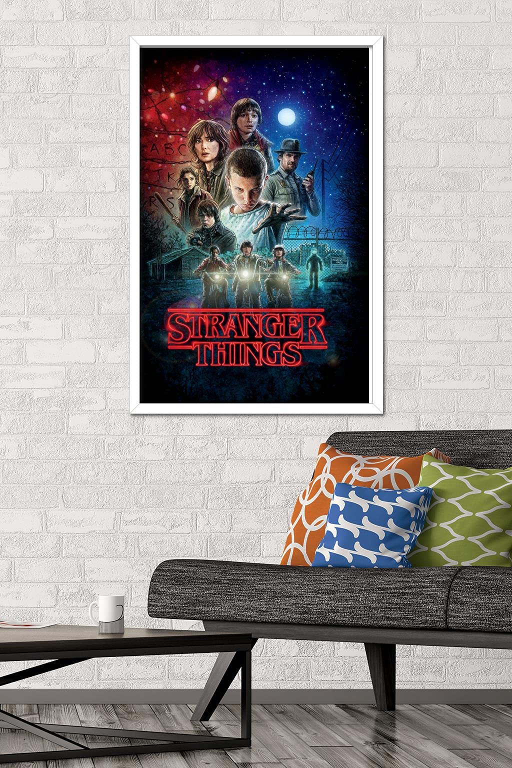 Trends International Netflix Stranger Things - One Sheet Wall Poster, 22.375'' X 34'', White Framed Version