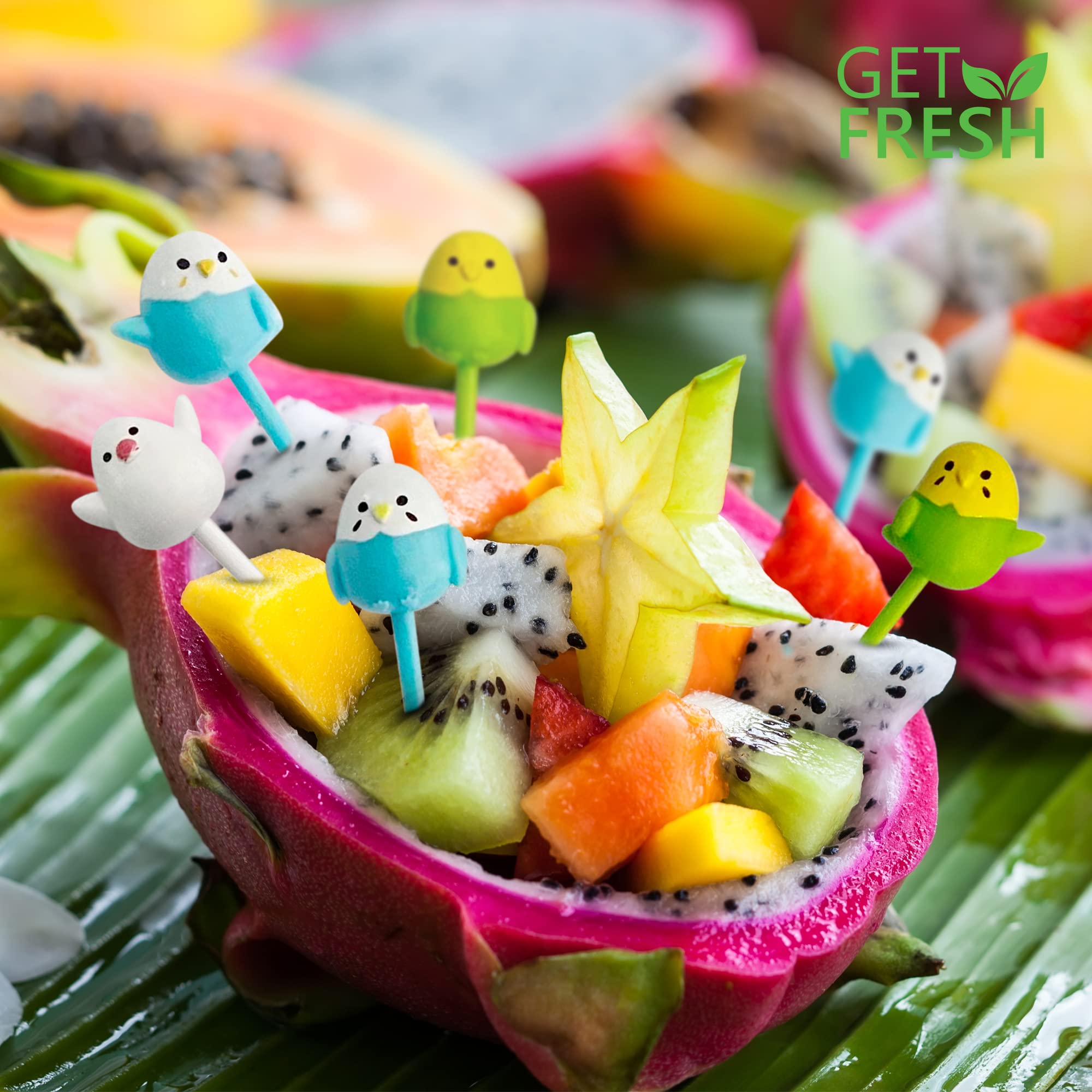 Get Fresh Animal Food Picks For Kids - 18-Pcs Cute Bird Fruit Food Picks Set For Kids Toddlers Lunch Box Decoration - Animal Ben