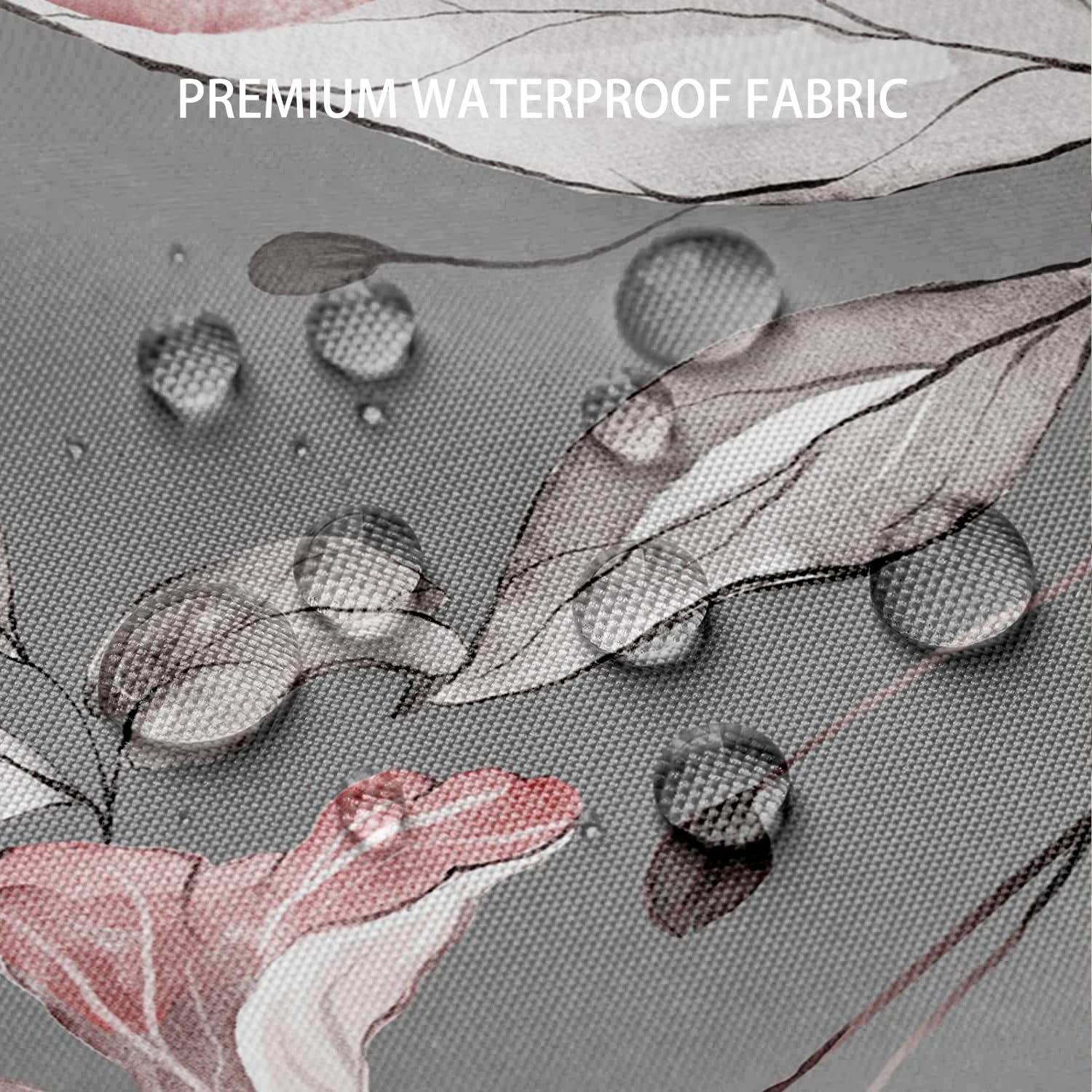 Bivinar Long Pink Flower Shower Curtain 72 X 78 Inch,Floral Botanical Shower Curtain For Bathroom Decor, Wildflower Herb Shower