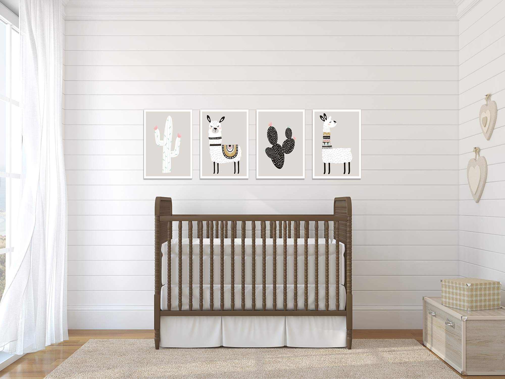 Llama Wall Decor Art Posters - Set Of 4 11 X 14 '' Professional Grade Prints (Llama & Cactus) For Gifts, Baby Room, Boy Or Girl