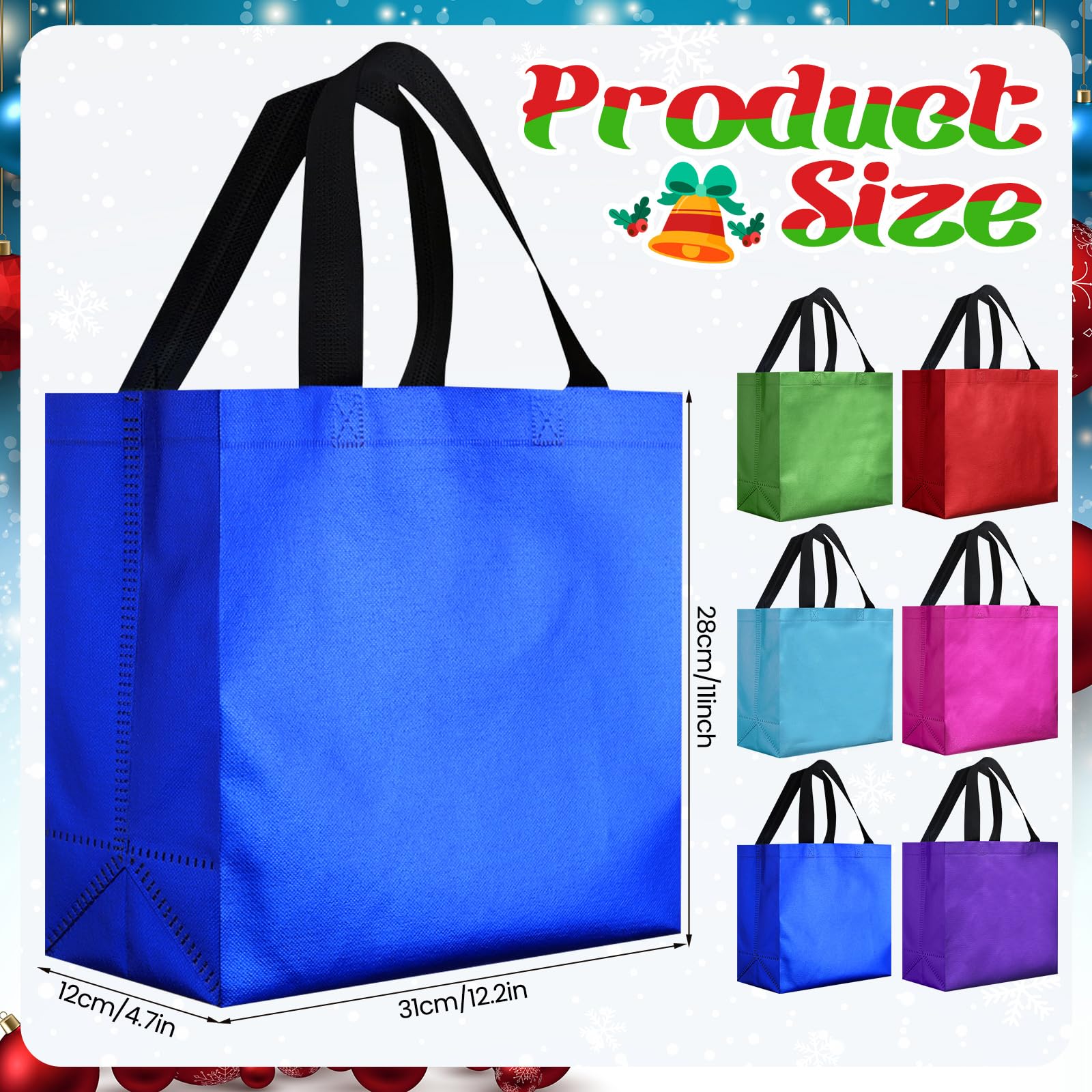 Eccliy 80 Pieces Gift Bags Set Glossy Reusable Tote with Handles Grocery Bags for Wedding, Halloween, Thanksgiving, Christmas(La