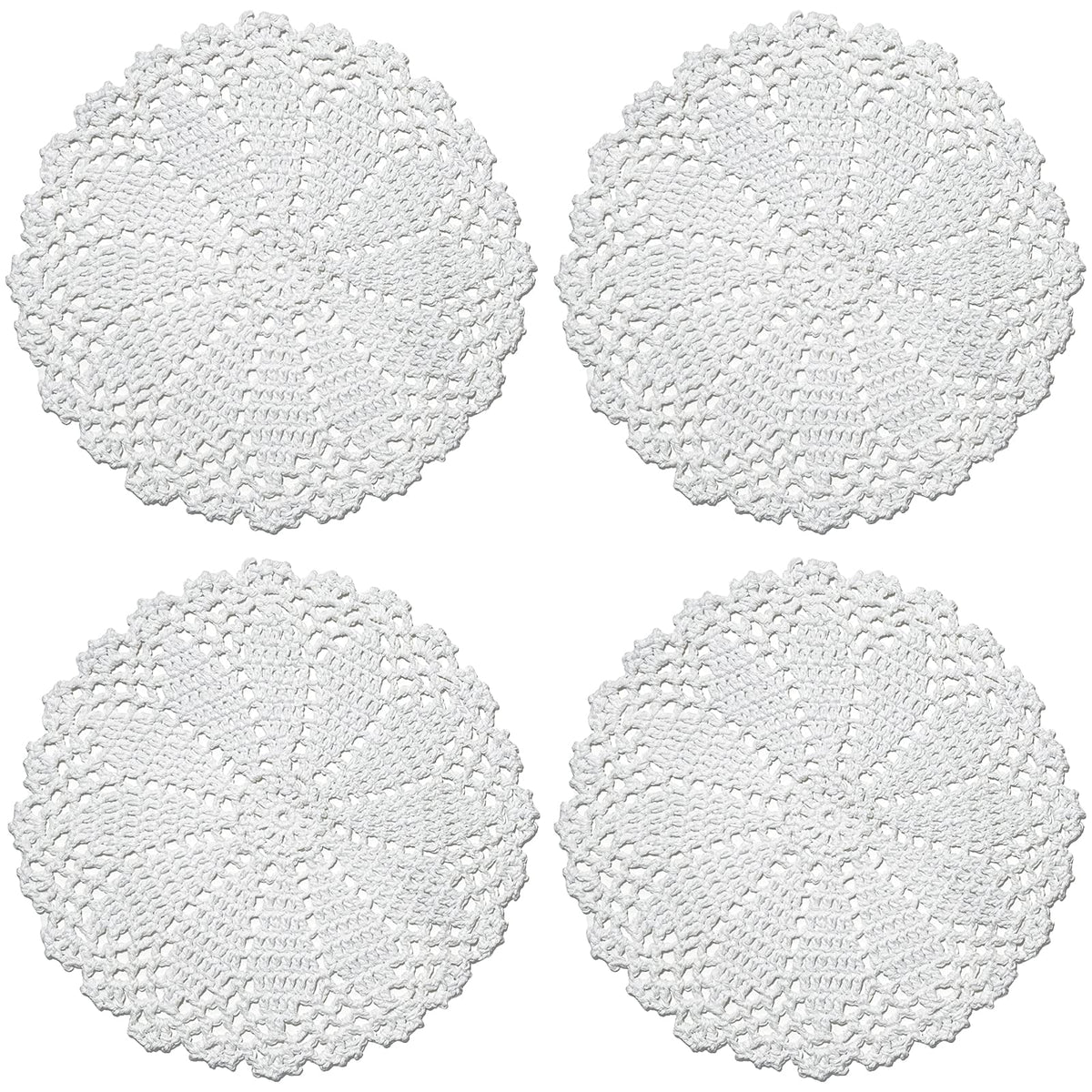 Phantomon 7 Inch Doilies Handmade Round Crochet Cotton Lace Doilies Table Placemats Doilies, Vase Pads Doily, Pack Of 4 (White)