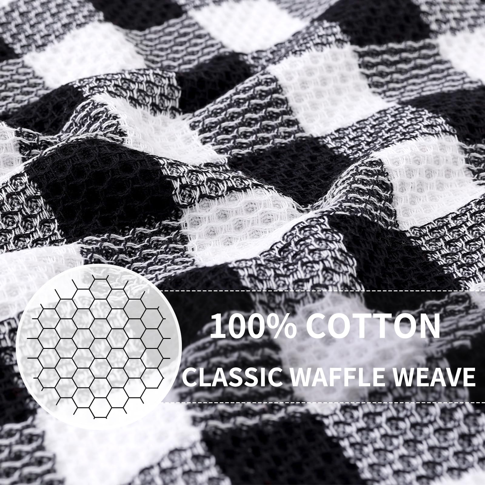 Homing Buffalo Plaid Kitchen Towels Set, 4 Pack 100% Cotton Waffle Weave Dish Towels For Kitchen, Super Soft Absorbent Kitchen H