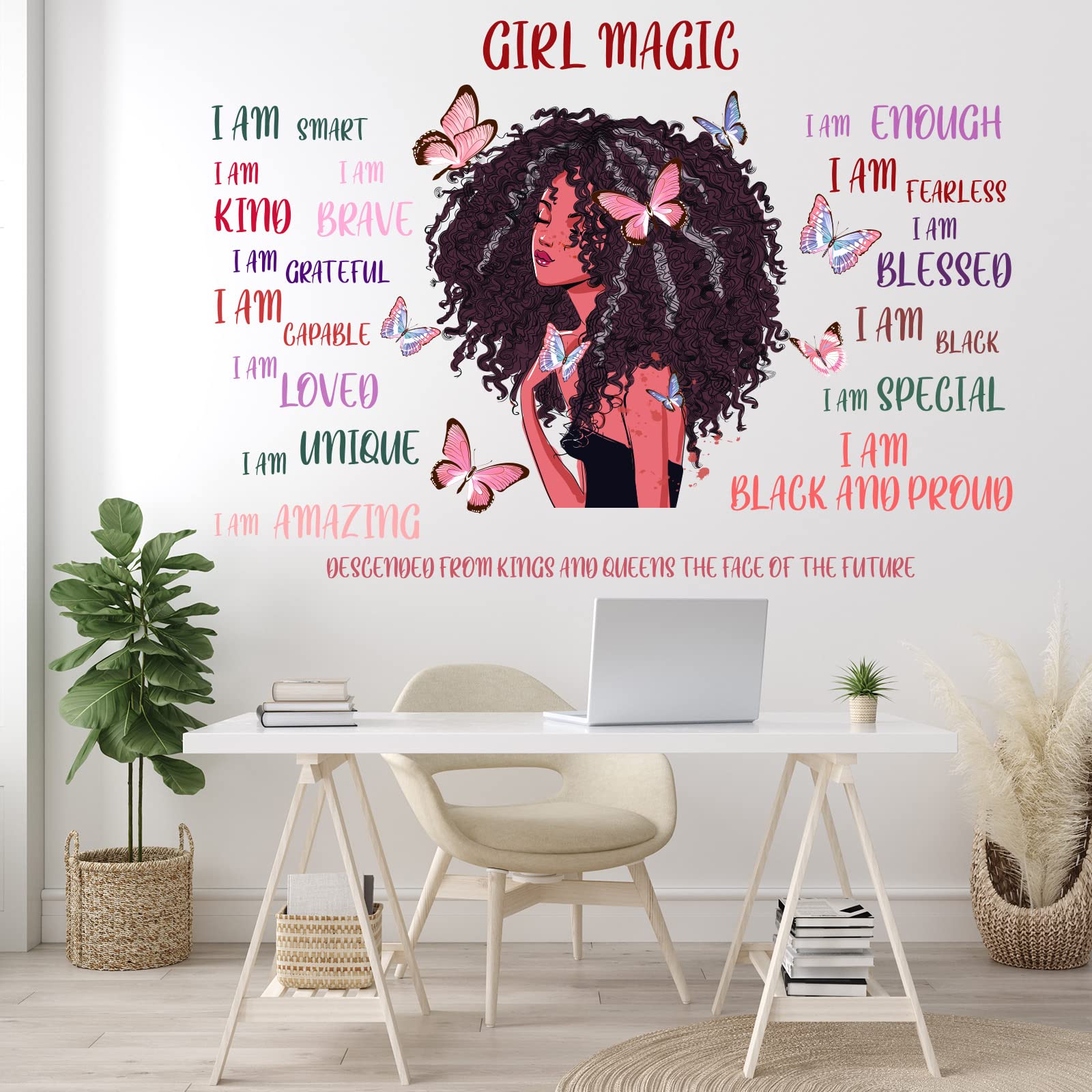 Black Girl Inspirational Quote Wall Decal Butterfly Sticker Motivational Saying American Wall Decor Sticker For Wall Decoration