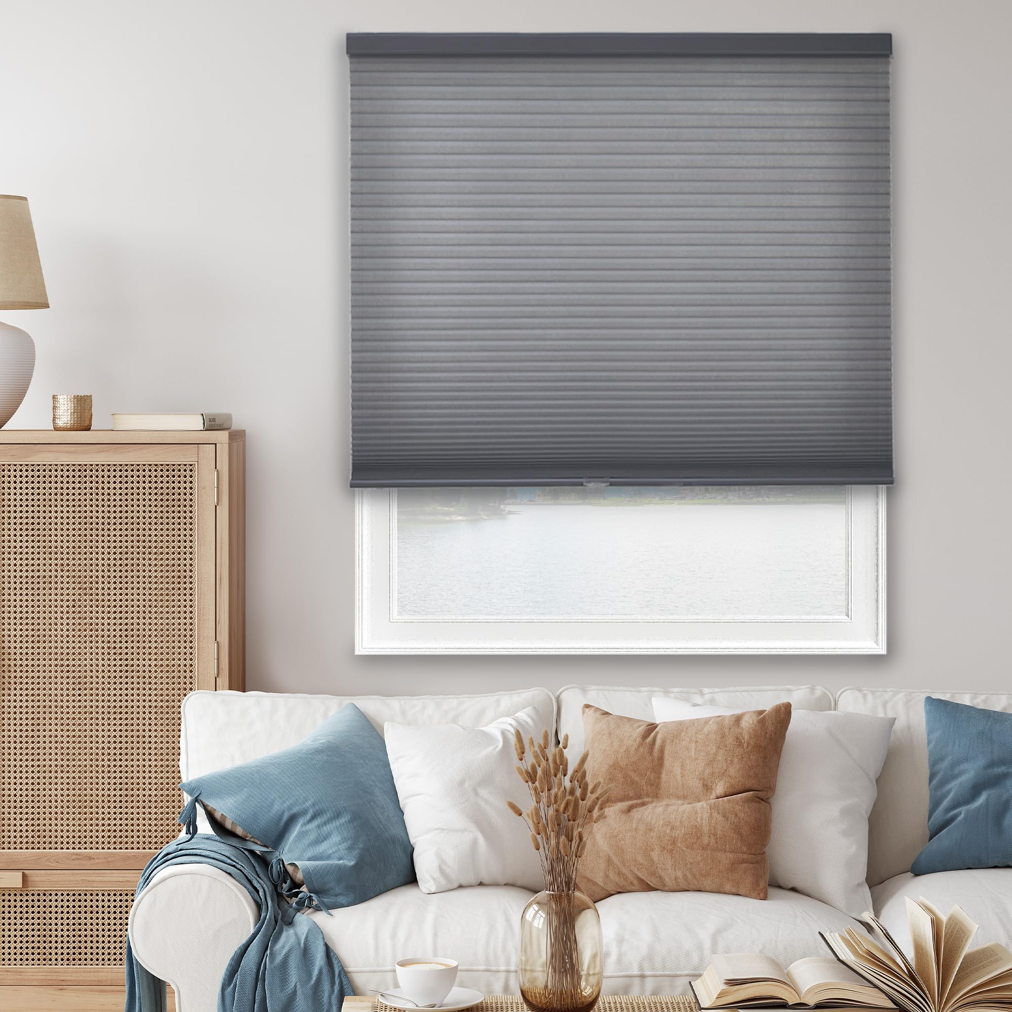 Chicology Cordless Cellular Shades, Privacy Single Cell Window Blind, Morning Pebble (Privacy & Light Filtering) - 72W X 48H