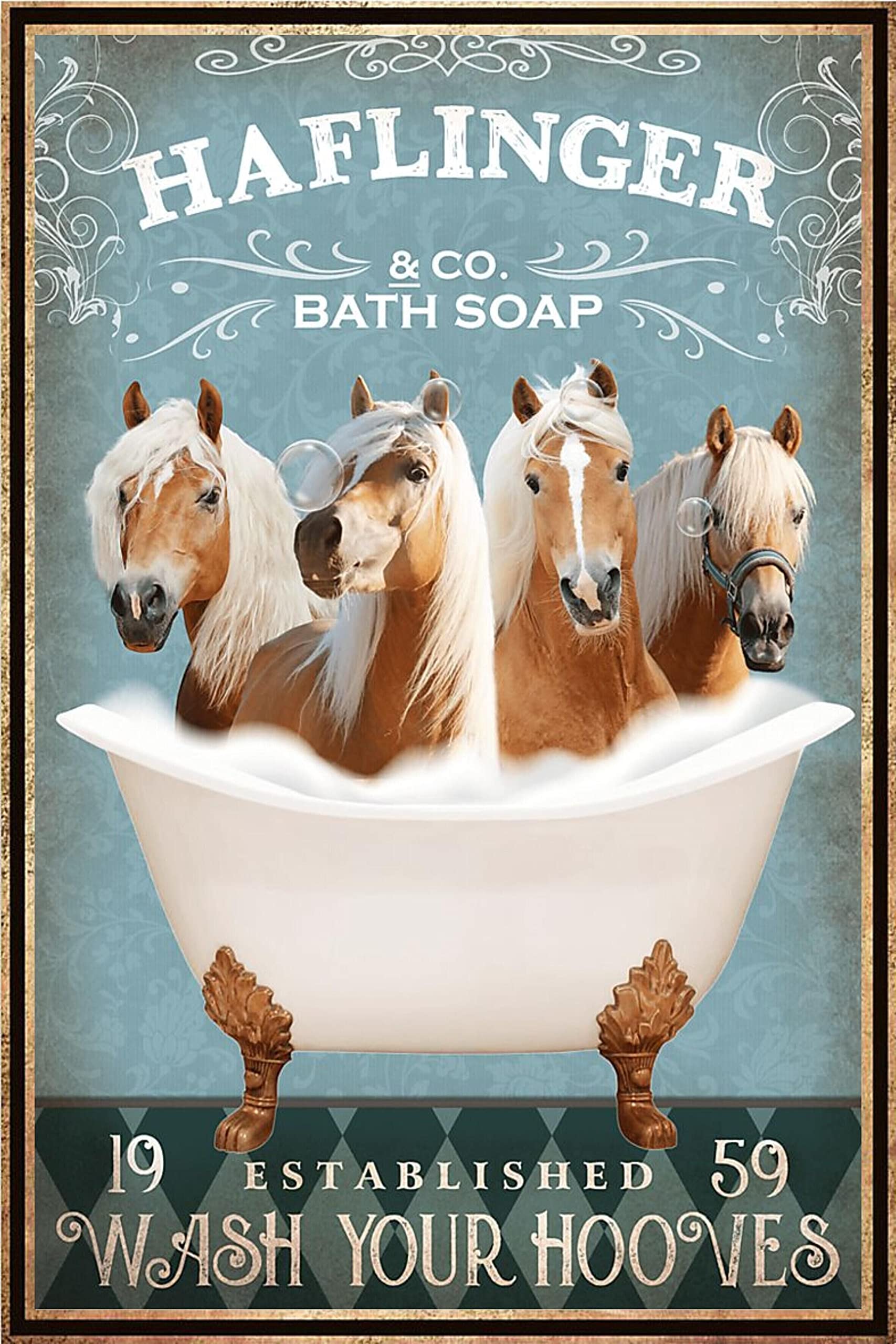 Funny Haflinger Horse Decor Bathroom And Bathtub Decor Gift Farm Decor Metal Tin Signs Wall Decor Art Poster Retro Bar Poster Ho