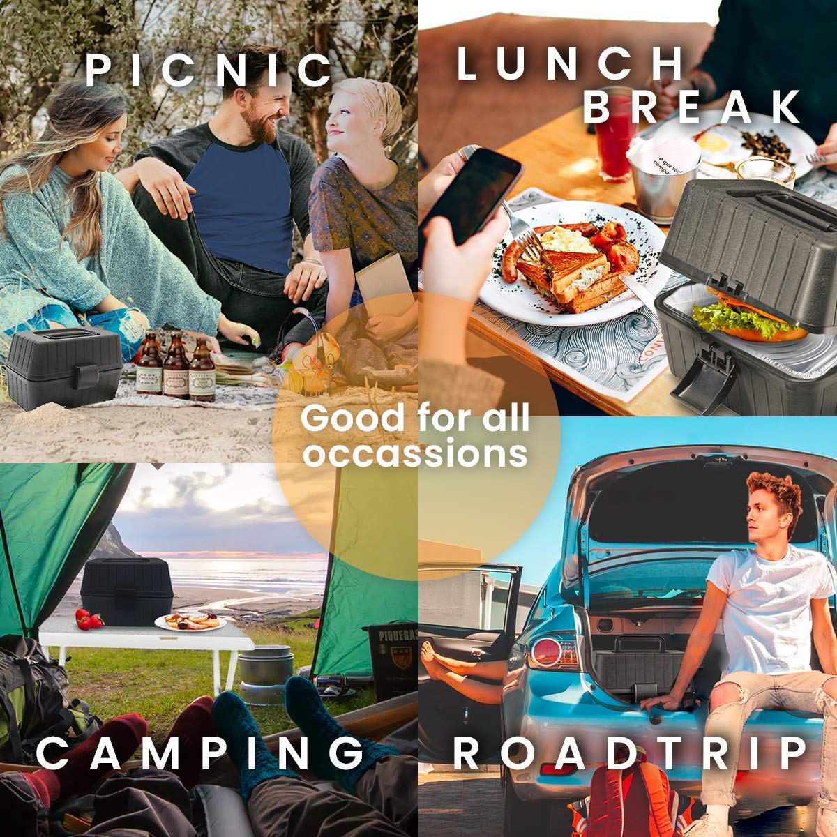 Zento Deals Heating Lunch Box - 12V Portable Mini Electric Warmer For Car Food - Perfect For Outdoors Travelling, Camping - Easy