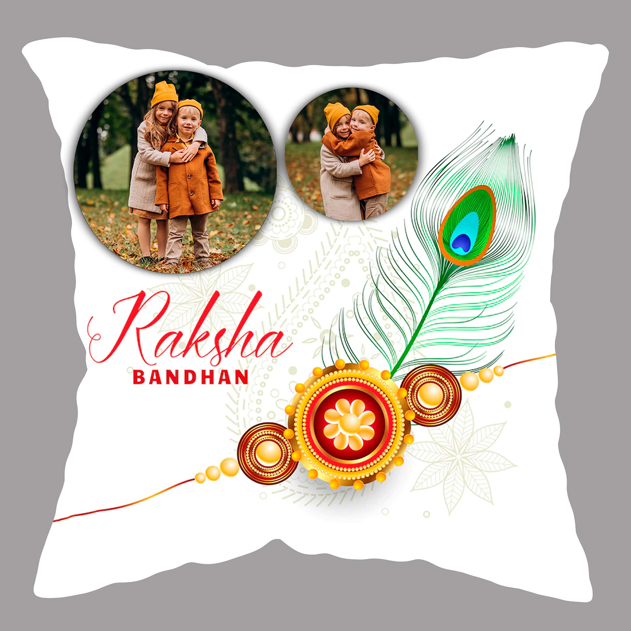 GiftoKing Customized Cushion for Rakhi Gift, Best Gift for Rakshabandhan, Multicolour (Pattern 10, 24X24)
