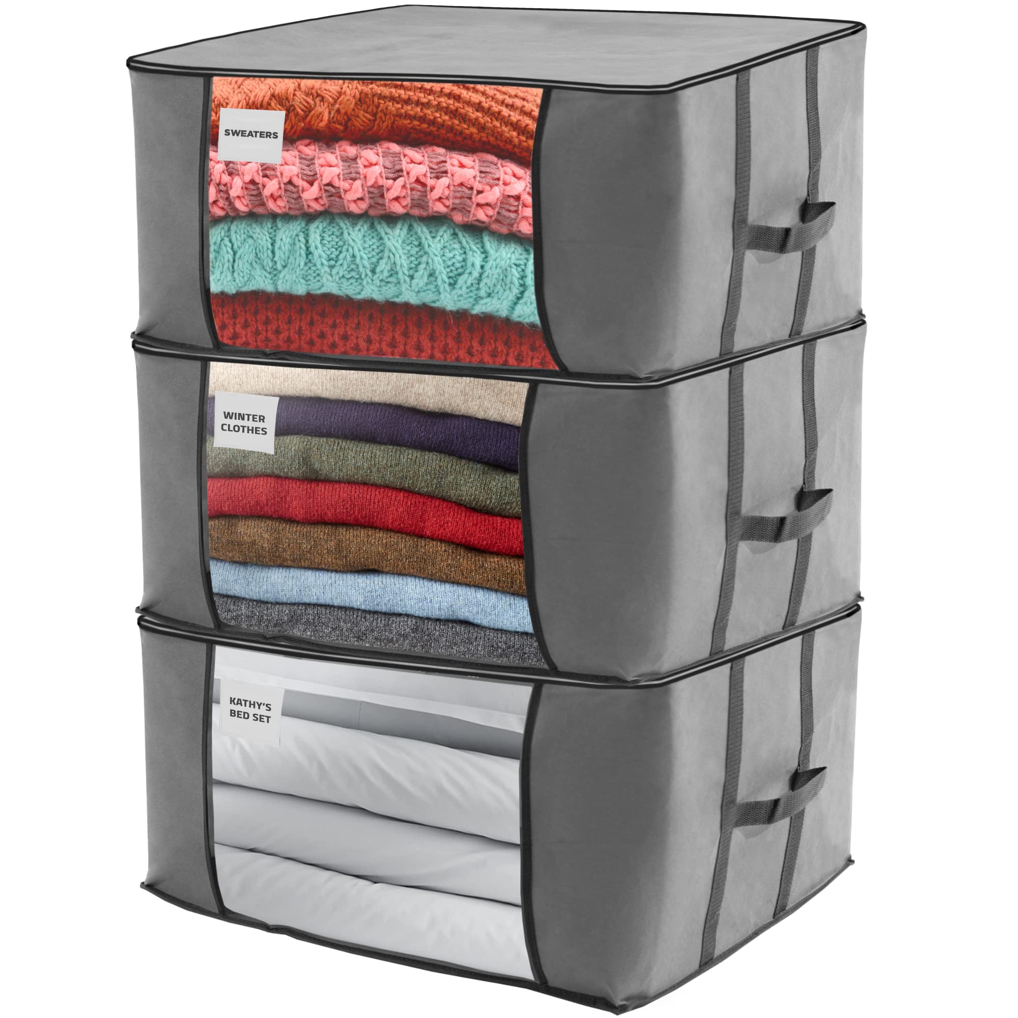 NestNeatly Large Capacity Clothes Storage Bag Organizer with Reinforced Handle for Comforters, Blankets, Bedding, Foldable with