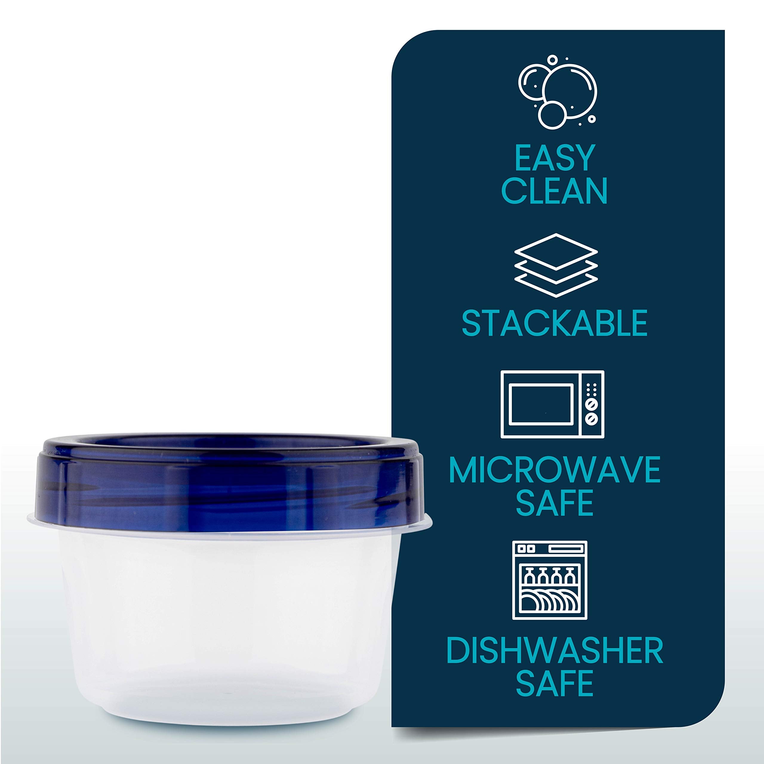 PLASTICPRO [4 oz 144 Pack] Twist Top Deli Containers Clear bottom With blue Top Twist on Lids Reusable  Stackable  Food Storage Freezer Container Pack of 144