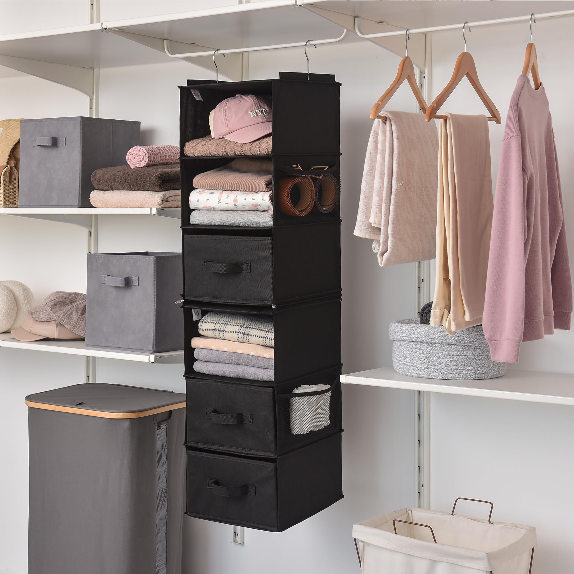 Granny Says 6-Shelf Hanging Closet Organizer, Closet Organizers And Storage, Separable To 2 Pack 3-Shelf Hanging Shelves, Closet