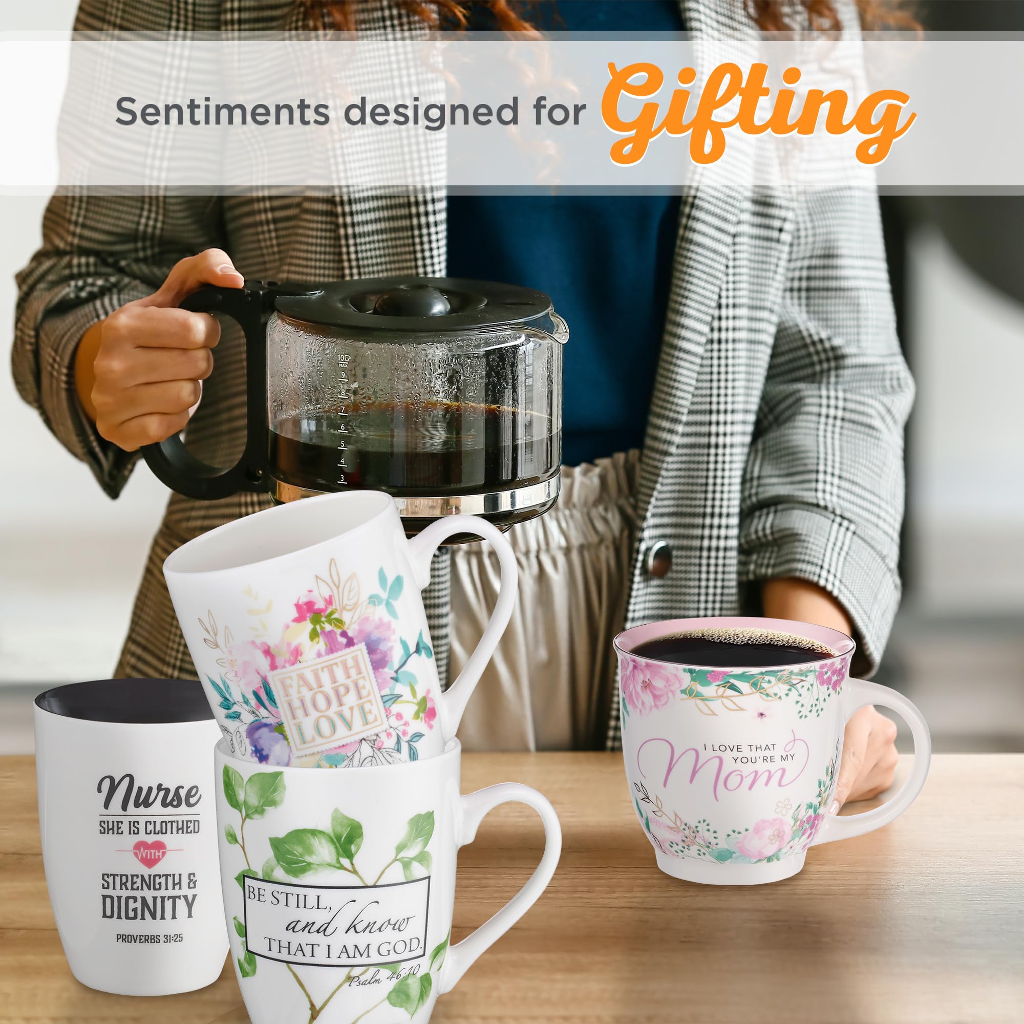 Christian Art Gifts Inspirational Ceramic Coffee & Tea Scripture Mug for Women Nurses: Strength & Dignity Encouraging Proverb, M