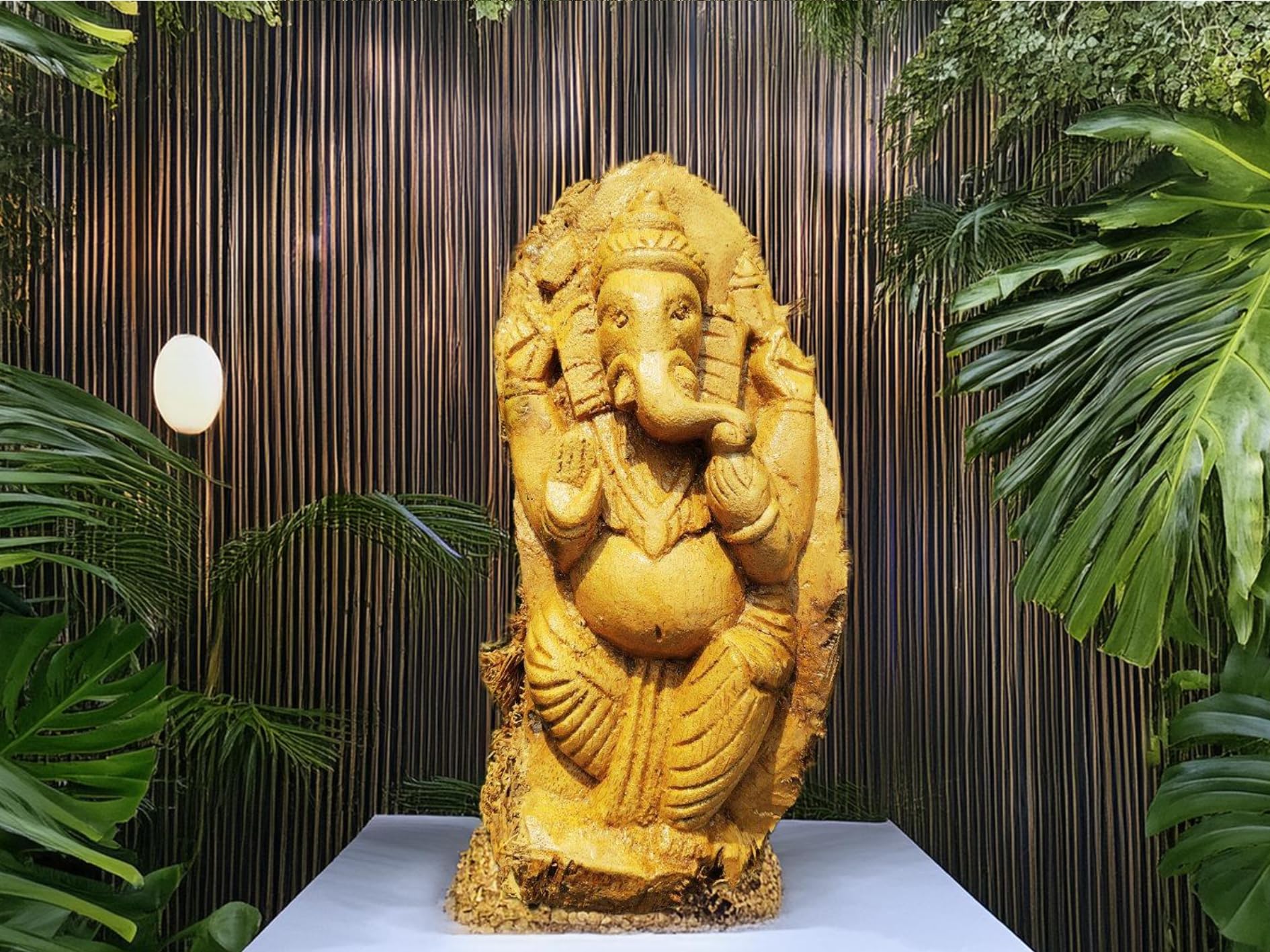 Das Departmental Store Sculpture Of Bamboo Root Carving Lord Ganesh Idol For Home & Office Decoration From