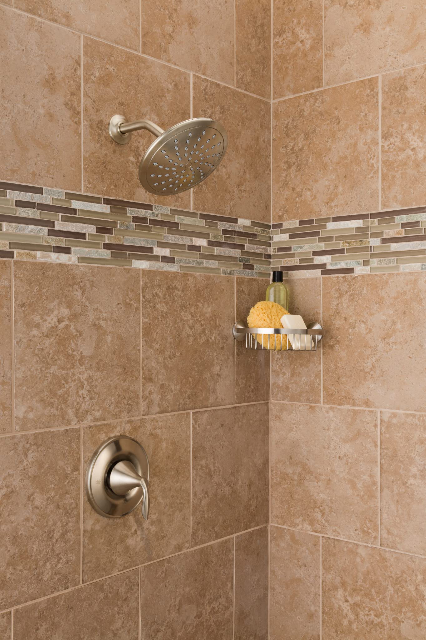Moen Yb5275Bn Wynford Corner Shower Basket For Bathroom Storage, Brushed Nickel