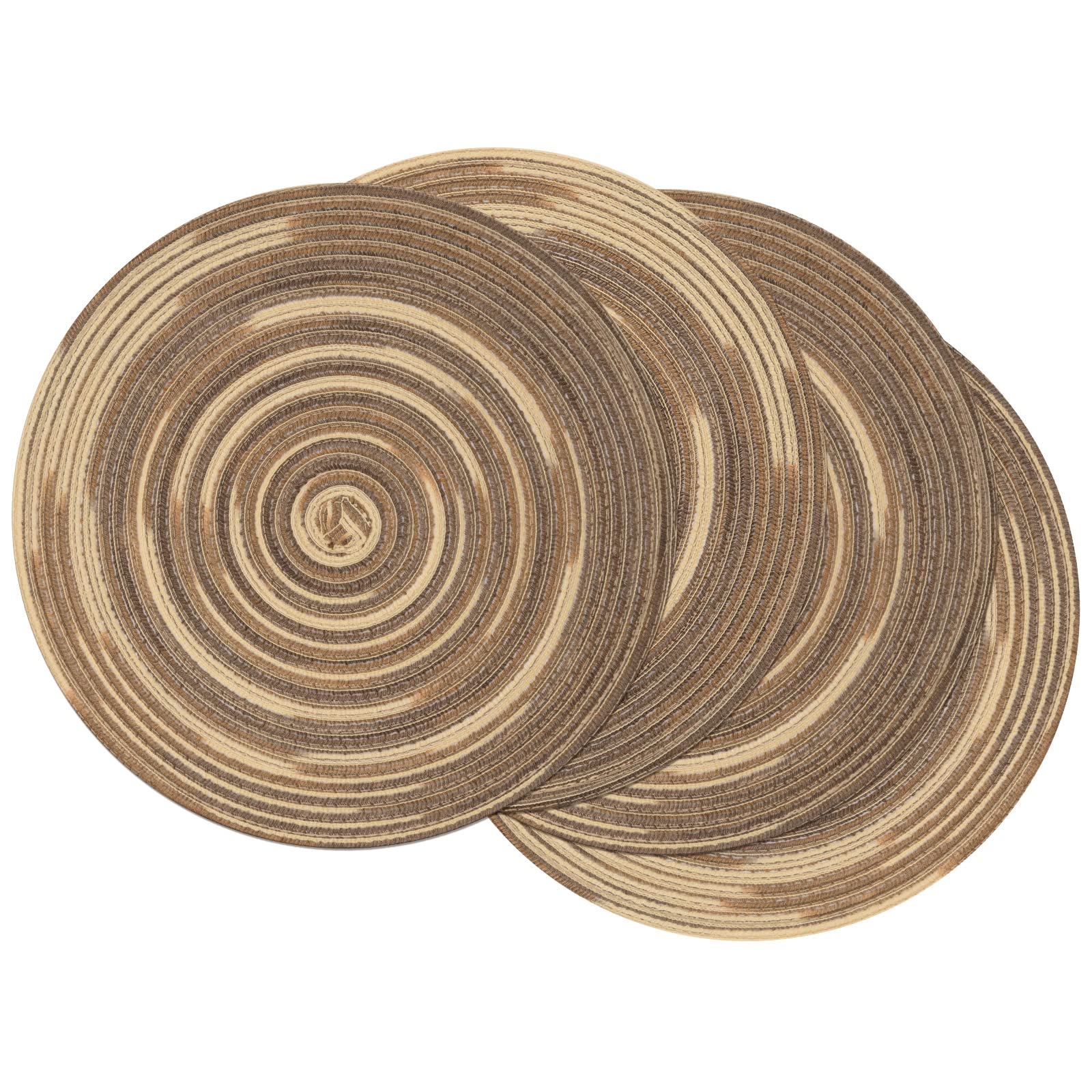 Shacos Round Braided Placemats 15 Inch Set Of 4 Variegated Washable Kitchen Table Place Mats Table Mats For Home Wedding Party (