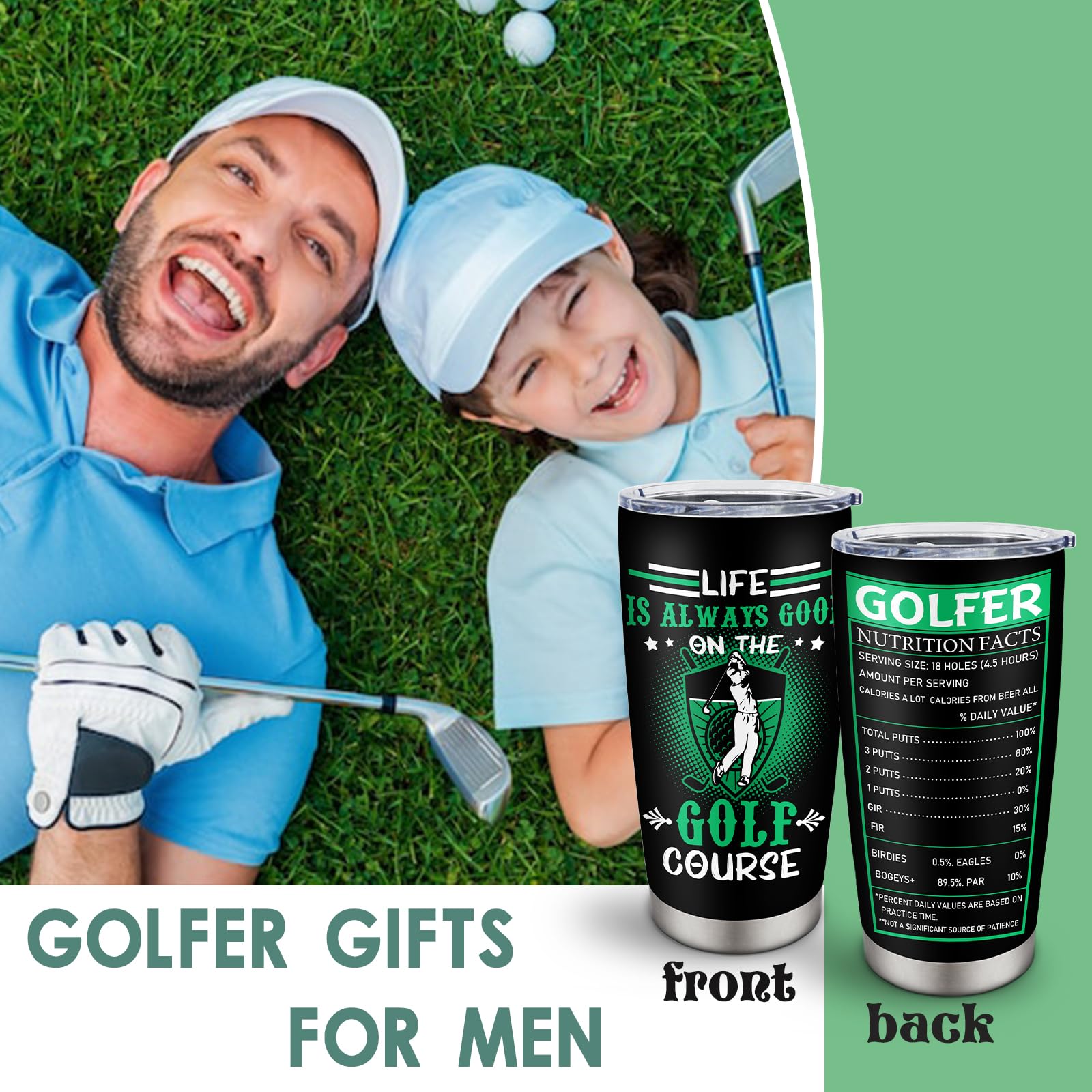 Jevuta Golf Gifts For Men & Women, Fathers Day Golfing gift, 20oz Stainless Steel Tumbler for Dad, Birthday Present For Golf Lov