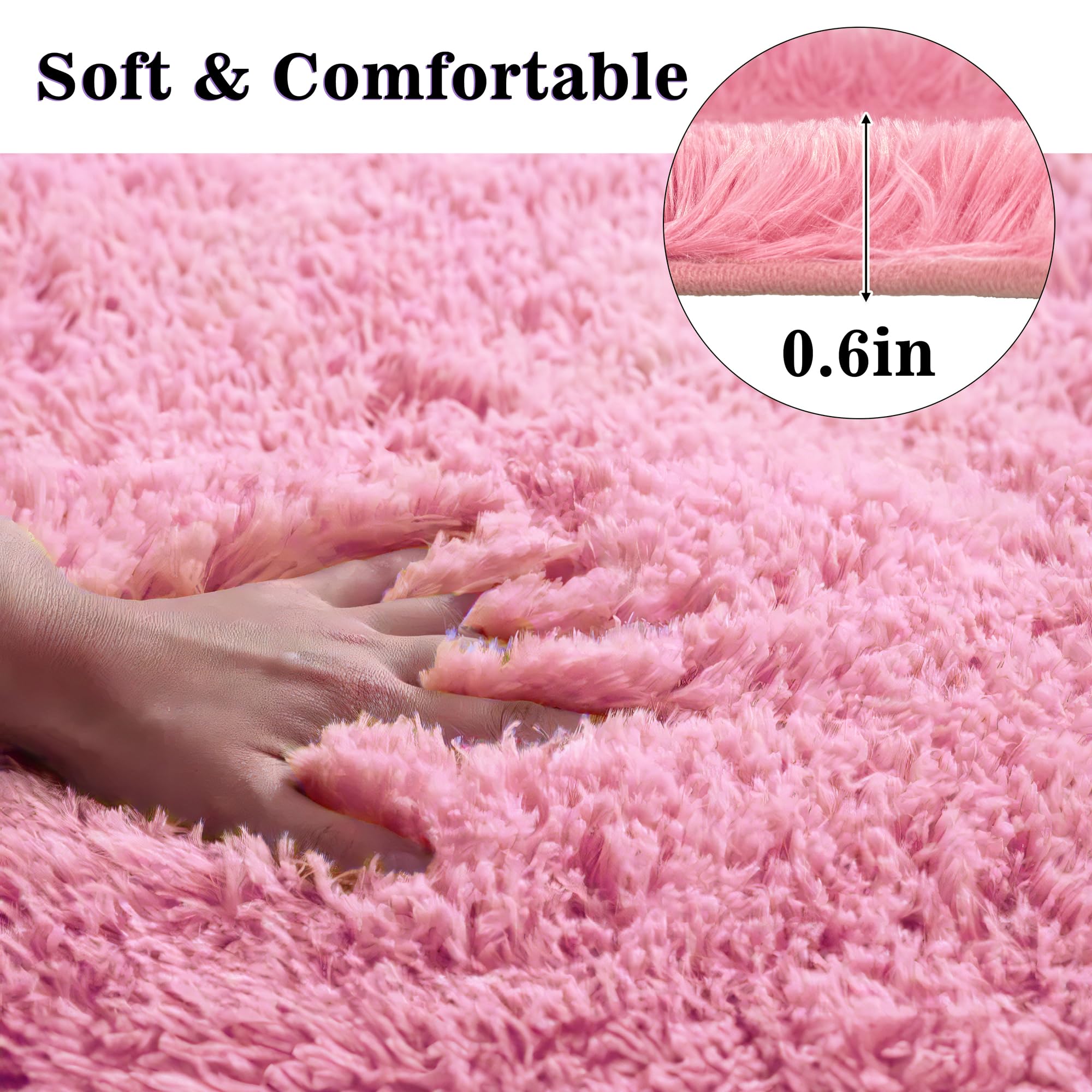 Eanpet Shaggy Bathroom Rugs Sets 3Piece Pink Bath Mat For Bathroom Non-Slip Bathroom Mats Water Absorbent Bath Rug Floor Mats So