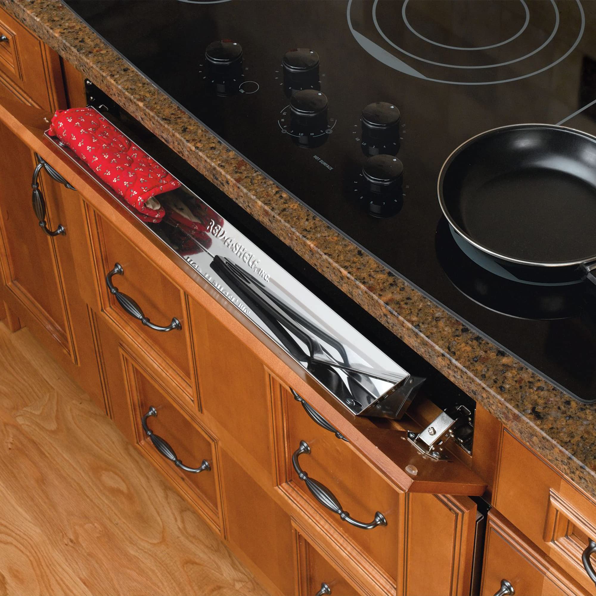 Rev-A-Shelf Tip-Out Accessory Organizer Tray For Kitchen, Laundry Rooms, Or Vanity Cabinets, 24 Inch Stainless Steel Slim, Silve