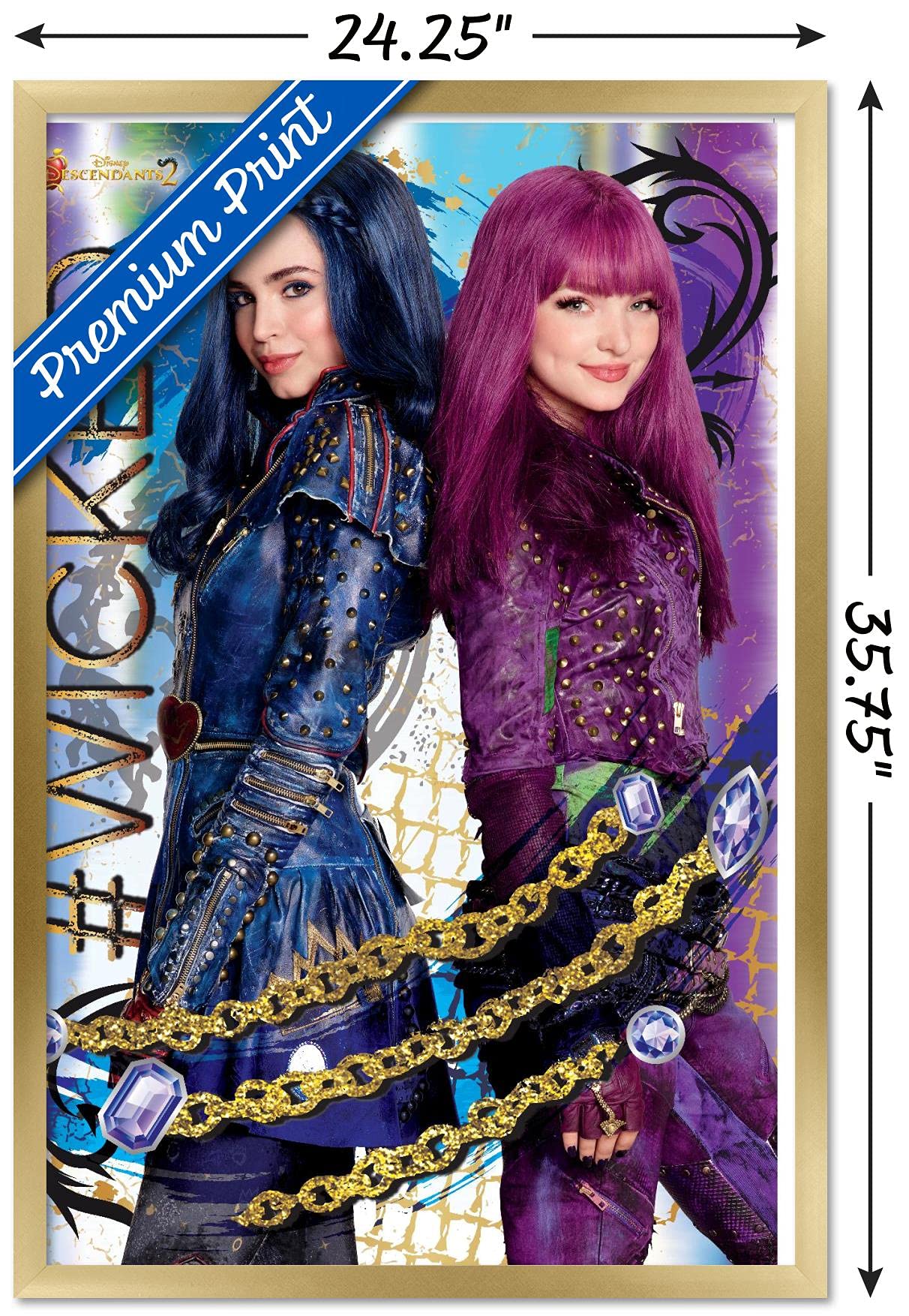 Trends International Disney Descendants 2 - Wicked Wall Poster, 22.375'' X 34'', Gold Framed Version