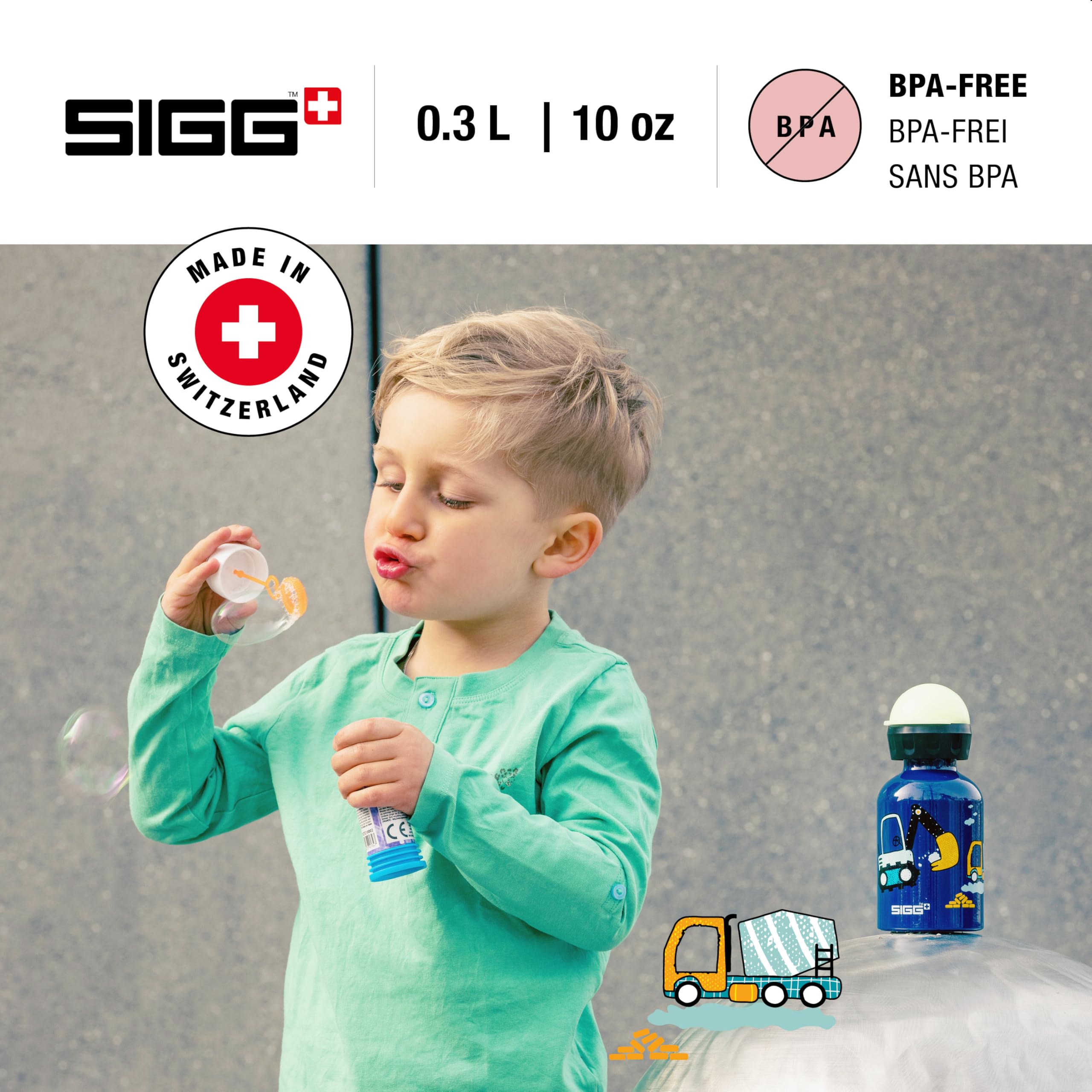 SIGG - Kids Water Bottle - Build It - Leakproof - Lightweight - BPA Free - Aluminum - 10 Oz