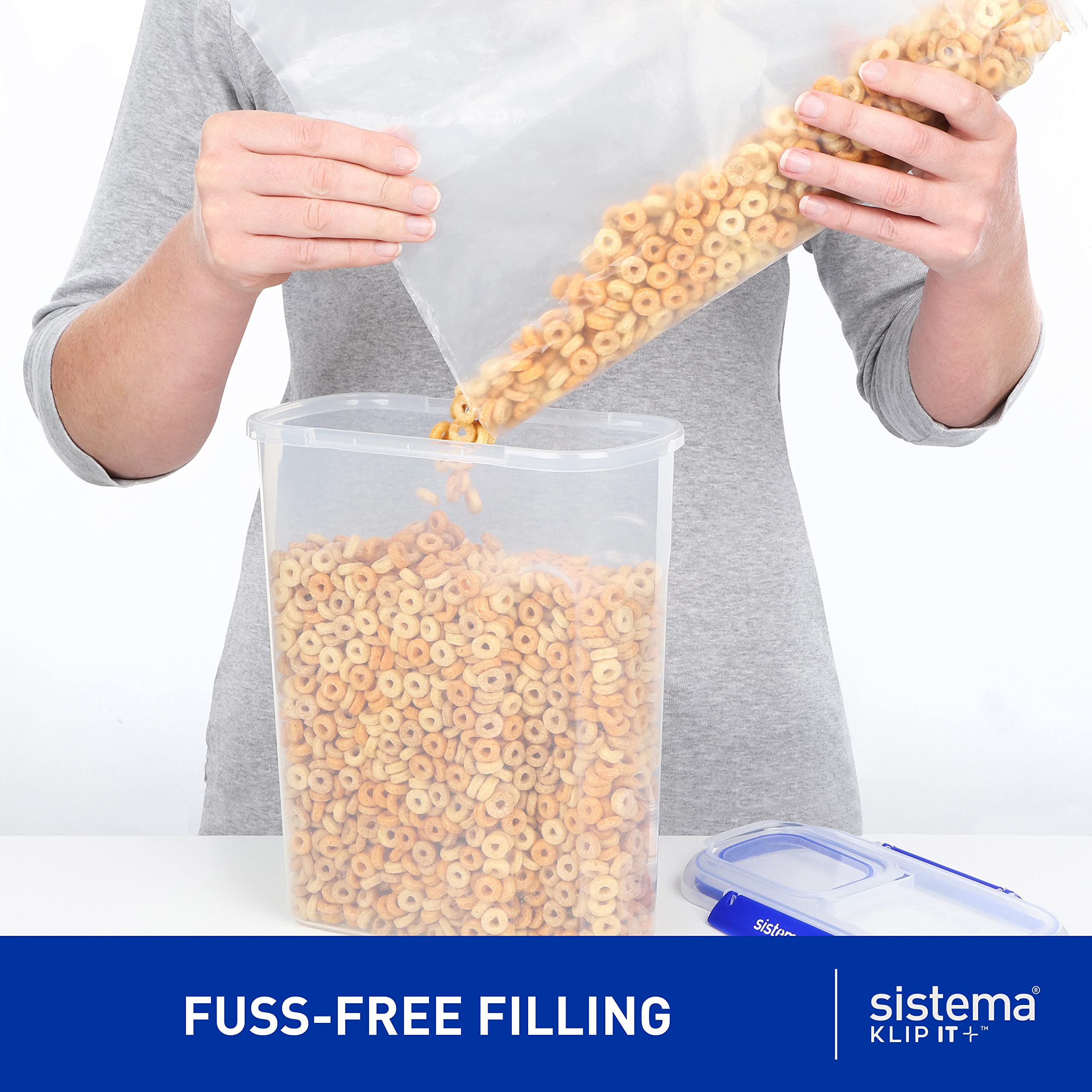 Sistema Klip It Plus Cereal Storage Container | Airtight 4.2 Litre Food Pantry Storage Container | 4.2L | Bpa-Free