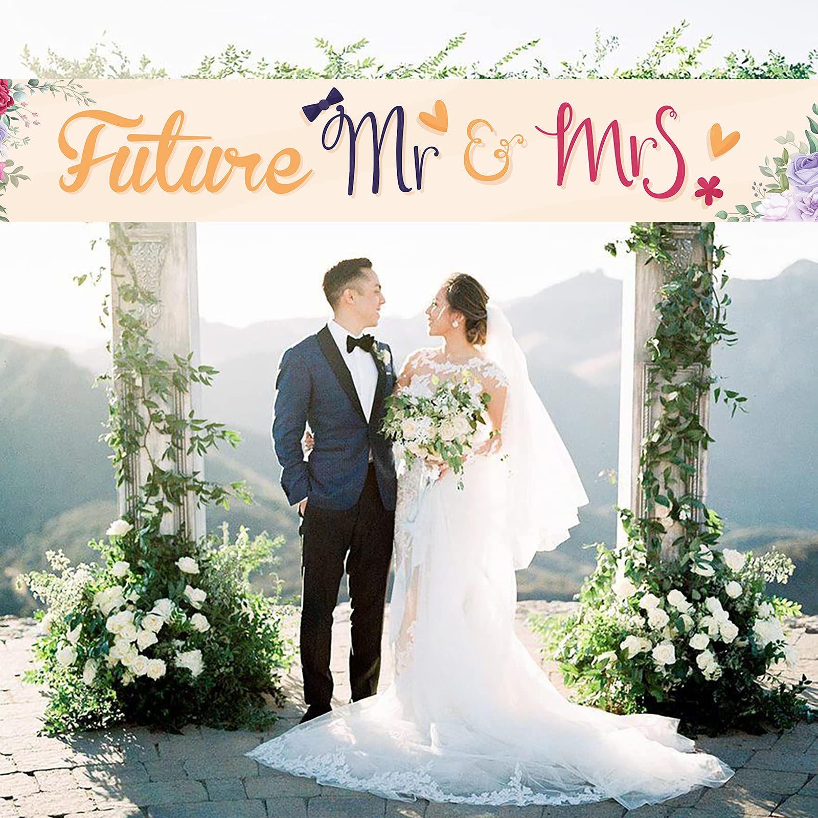 Future Mr & Mrs Large Banner Sign,Decorations Supplies For Engagement Bridal Shower Bride And Groom Party,Bachelorette Party Dec