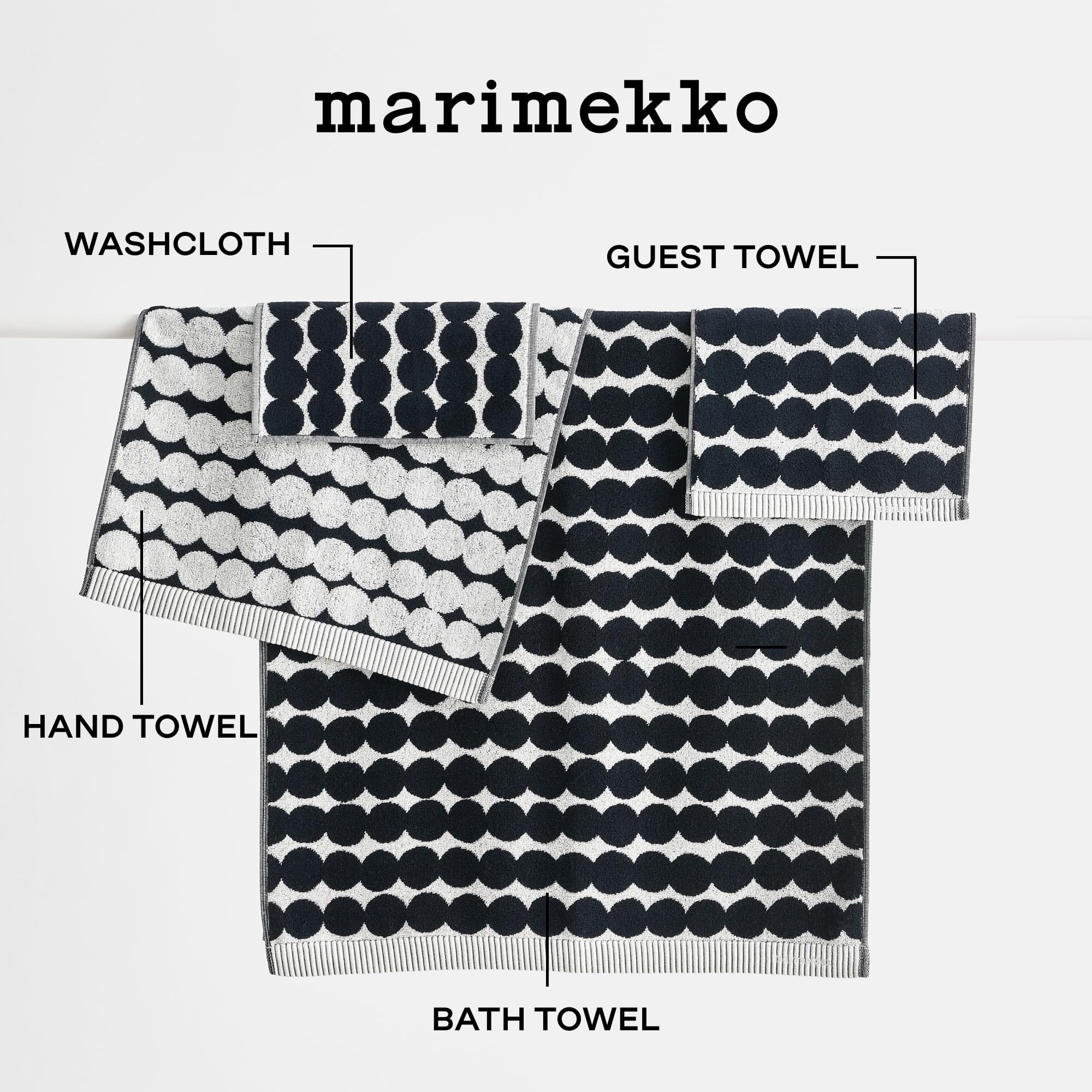 Marimekko Rsymatto Terry Cotton Hand Towel - Polka Dot Patterned Hand Towels - 28 In X 20 In
