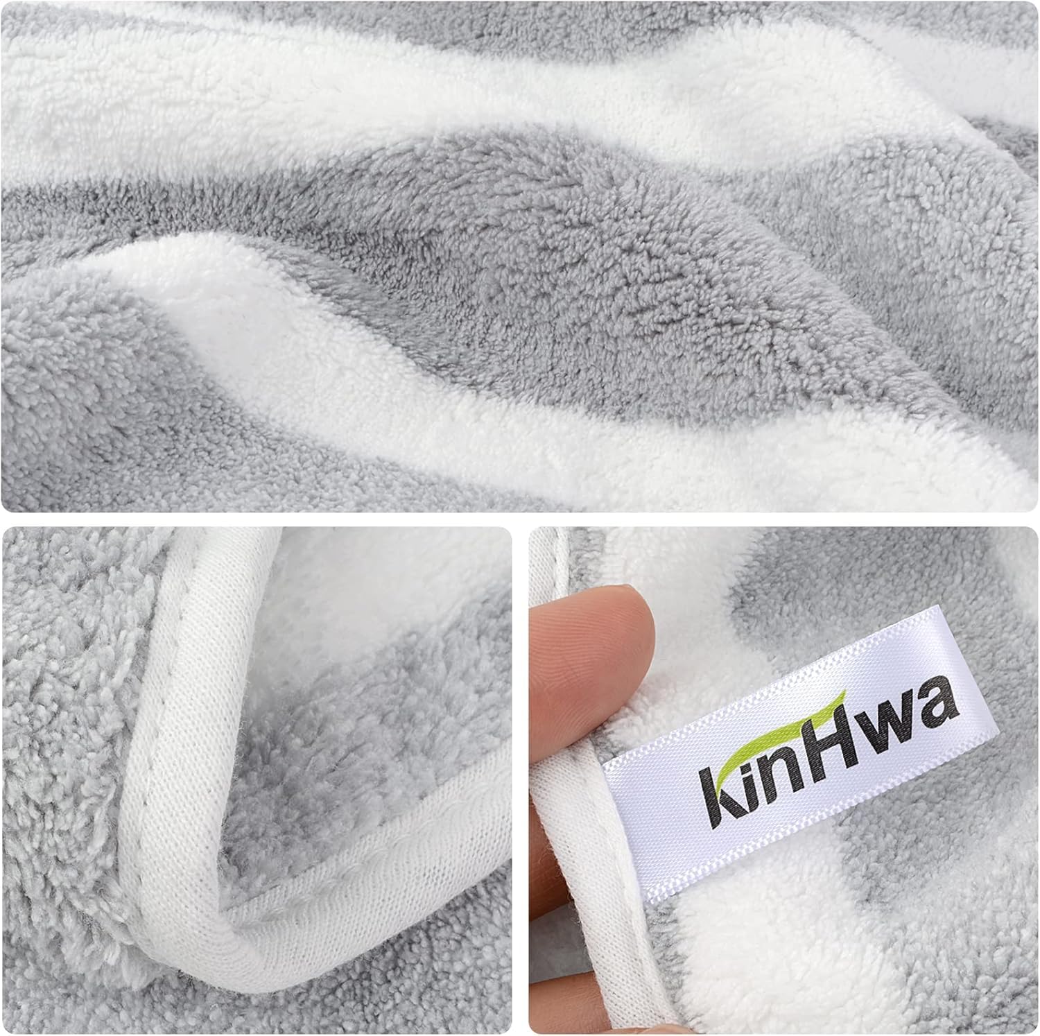 Kinhwa Microfiber Hand Towels For Bathroom Soft And Absorbent Face Towels Grey Bathroom Hand Towels For Spa Hair Bath 16Inchx30I