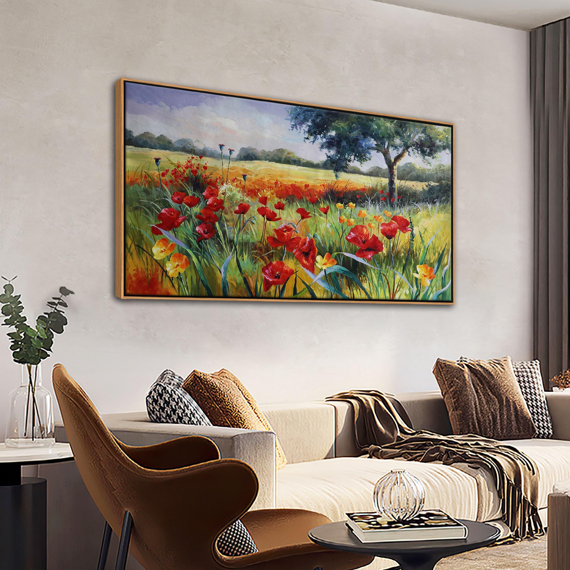 Wall Art For Living Room Wall Decor Large Wall Art Green Tree Red And Yellow Canvas Wall Art Bedroom Canvas Wall Art Framed Wall