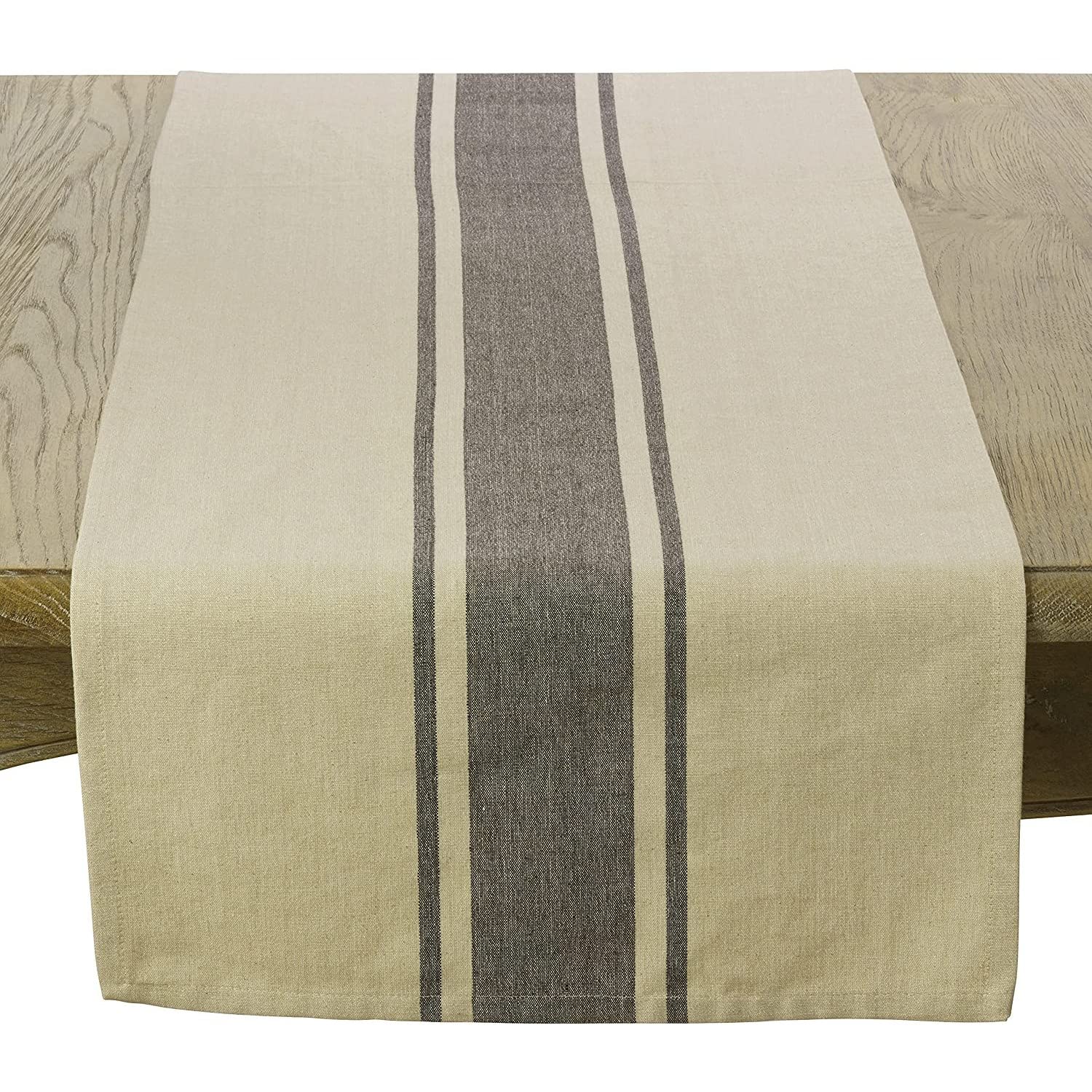 Cotton Table Runner With Banded Design