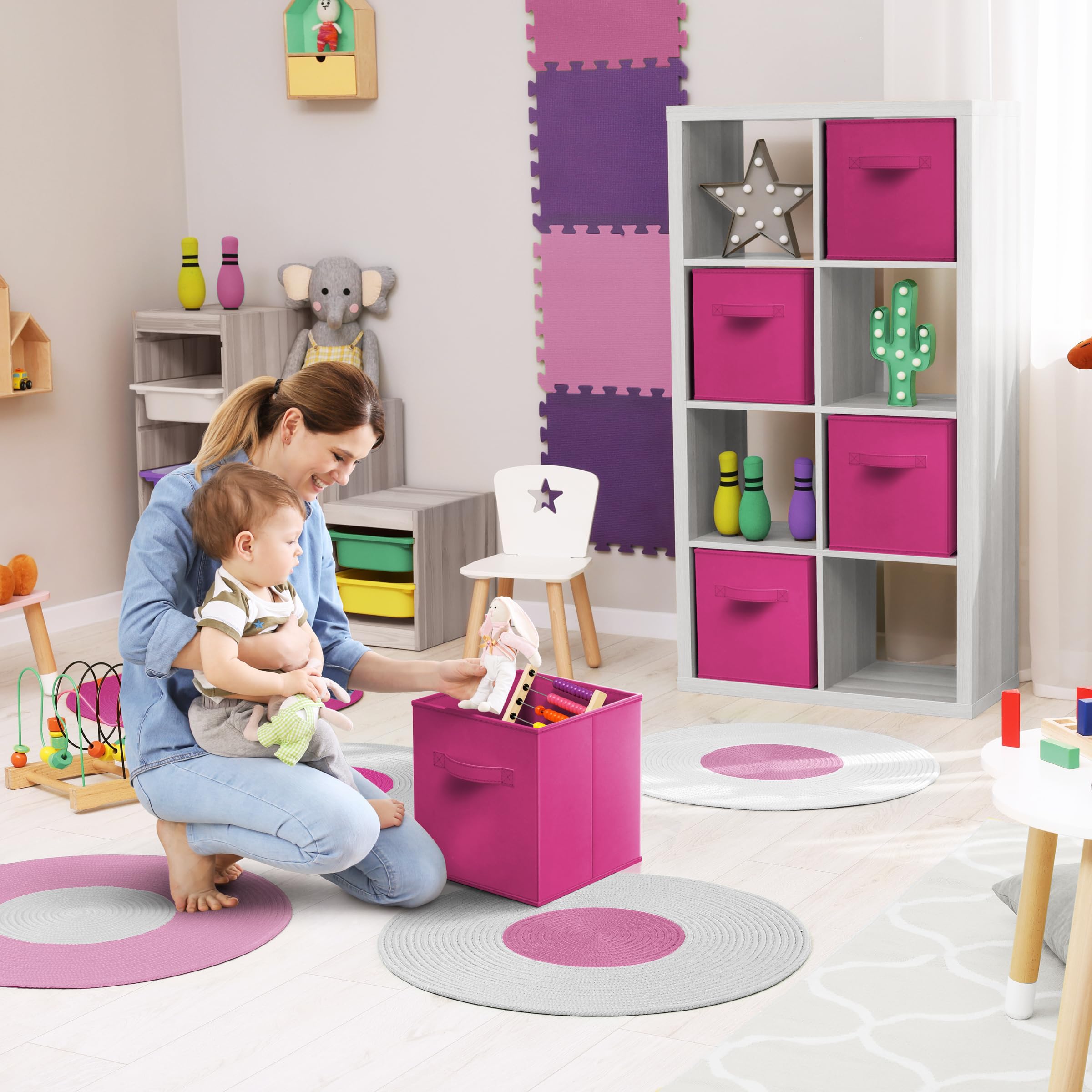 Sorbus Fabric Storage Cubes - 8 Foldable Storage Bins For Organizing Pantry, Cubbies, Toy Box - Clothes Storage & Closet Organiz
