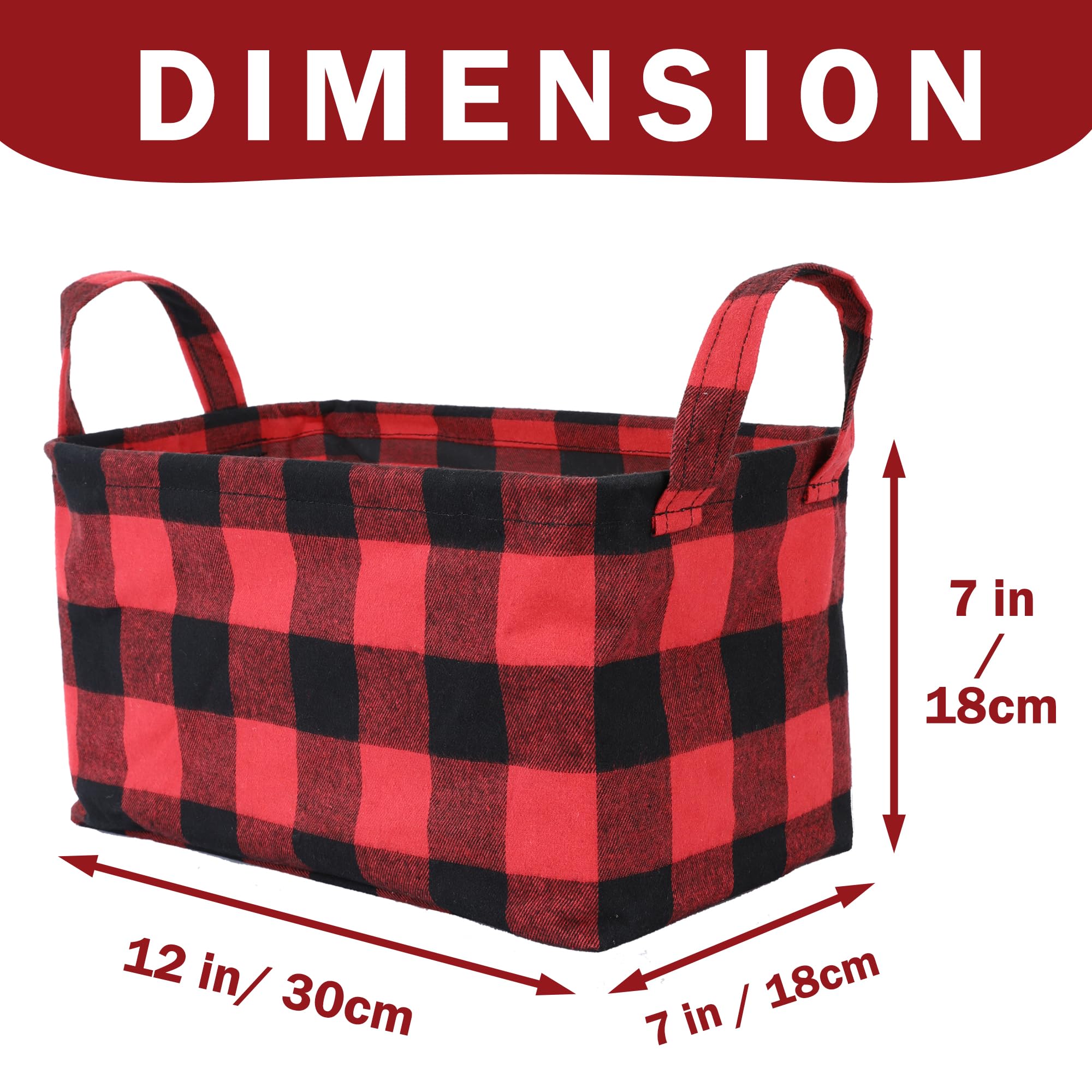 Kaaltisy Classic Buffalo Collapsible Basket, 3 Pack Storage Basket Set Buffalo Plaid Shelf Basket Decorative Organizing Baskets