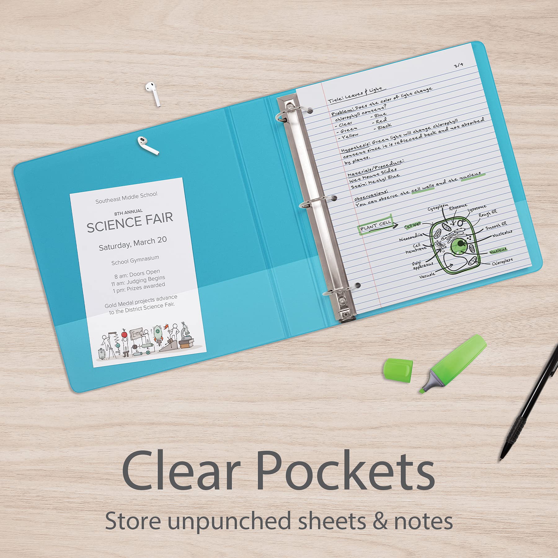 Oxford 3 Ring Binders, 2 Inch One-Touch Easy Open D Rings, View Binder Covers, Durable Hinge, Non-Stick, Pvc-Free, Fashion Color