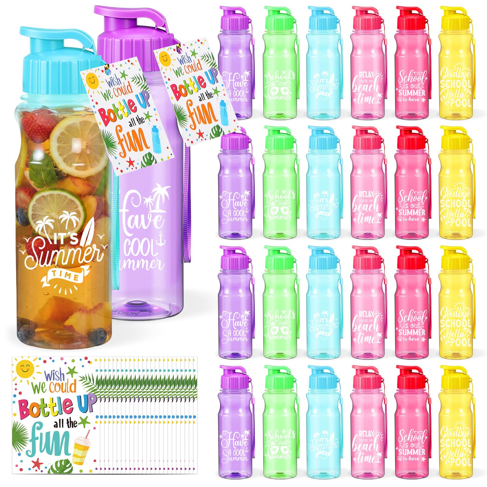 Skybooly 48 Pcs Water Bottles Bulk for Students with Cards End of The Year Gifts 17 oz Summer Graduation Water Bottle Gifts from