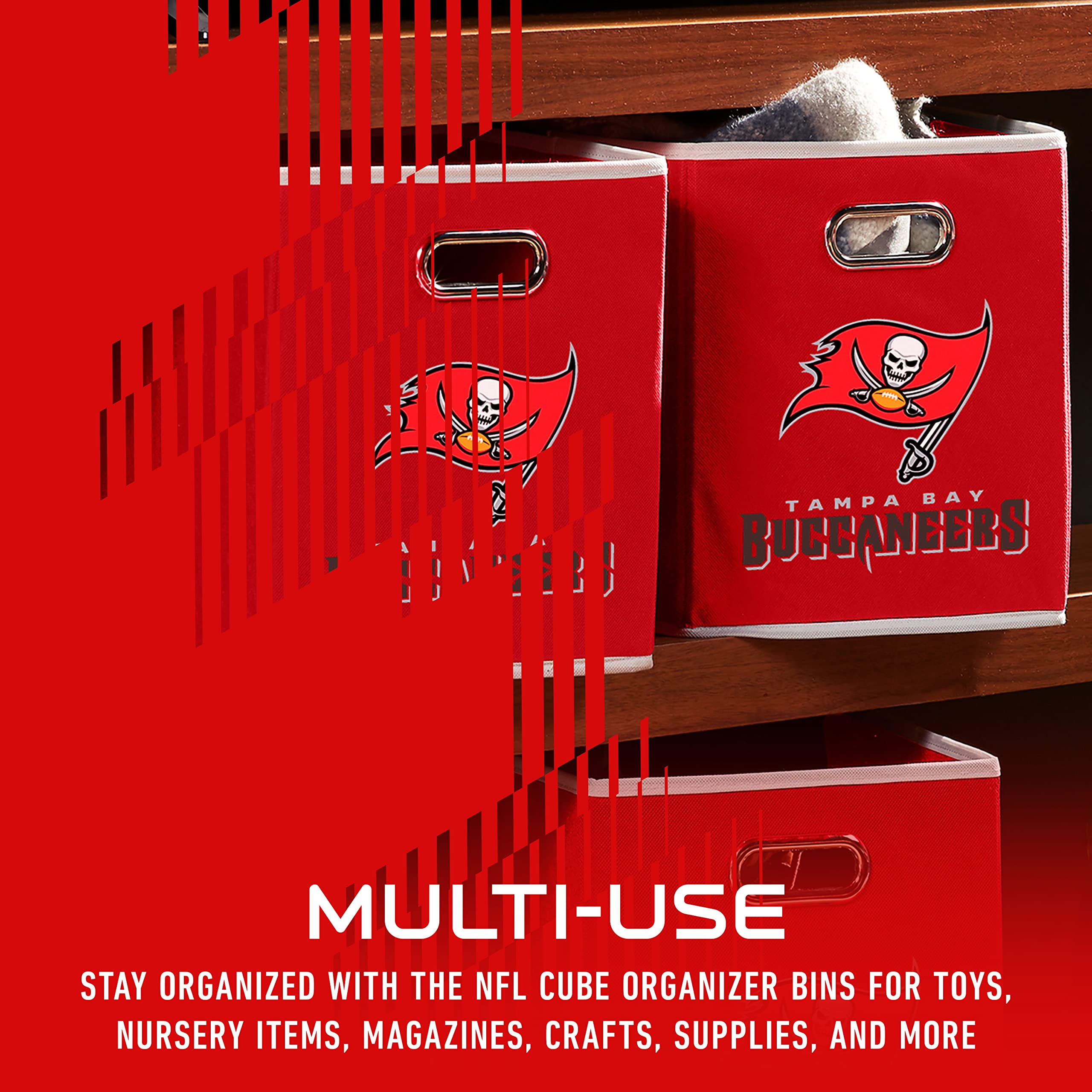 Franklin Sports Nfl Tampa Bay Buccaneers Collapsible Storage Bin Nfl Folding Cube Storage Container Fits Bin Organizers Fabric N