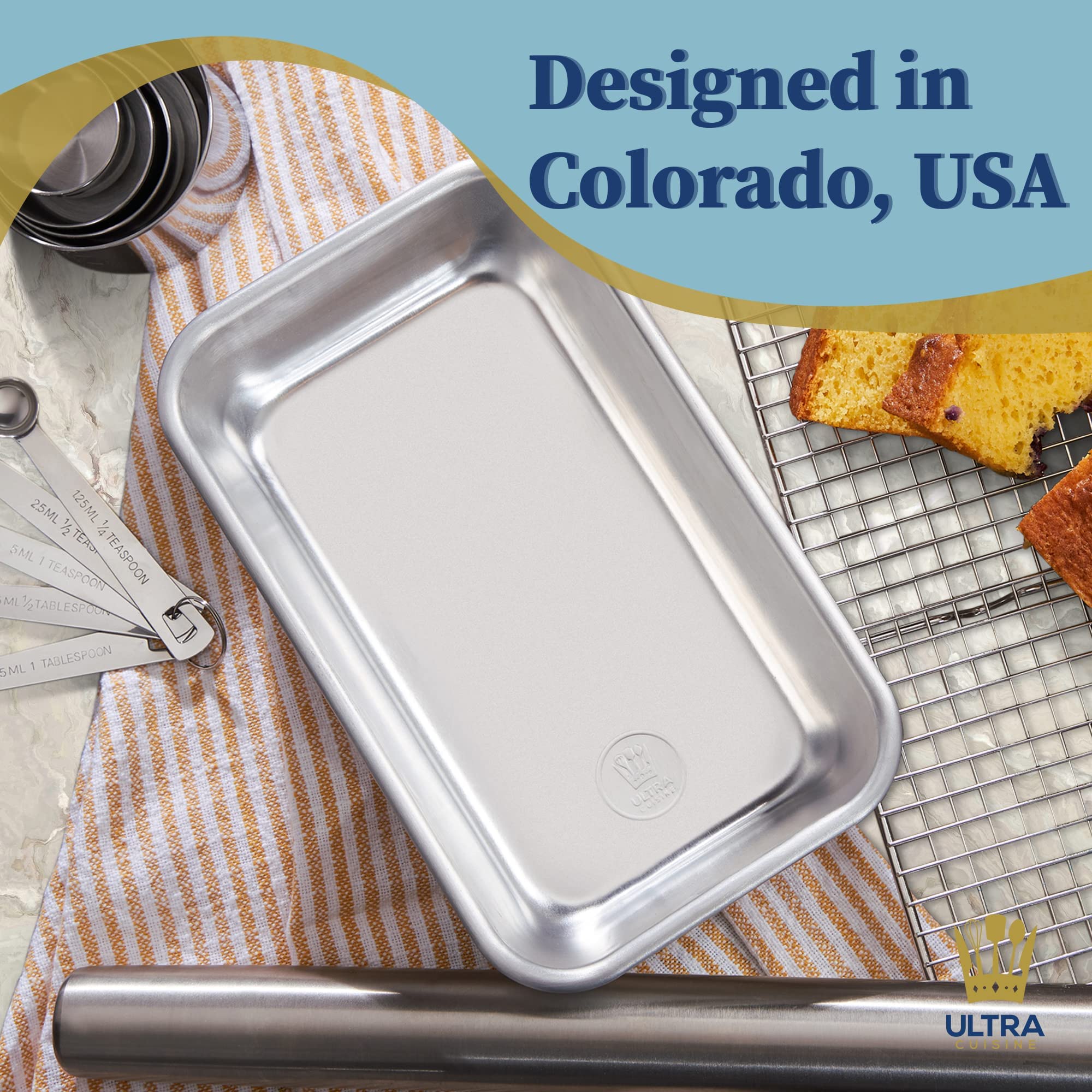 Ultra Cuisine Aluminum Loaf Pan for Baking Bread - 9.5x5 inch Loaf Pan  1lb - Easy Clean  Quality  Durable Bread Tin - Commercial Aluminum Bread Pan for Baking Banana Bread  Cakes  Casseroles  Loaves