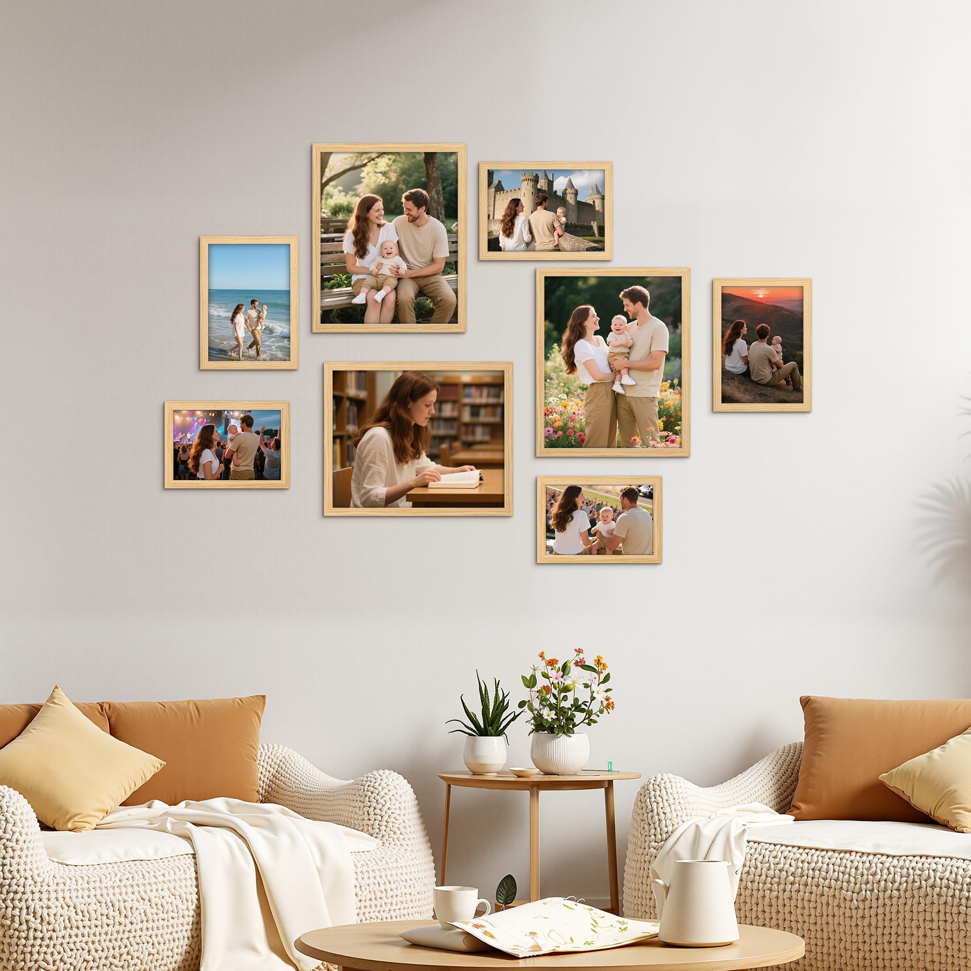 Giftgarden 8x10 Picture Frame Natural Woodgrain, 8 by 10 Thin Photo Frame for Wall Tabletop Display, Single