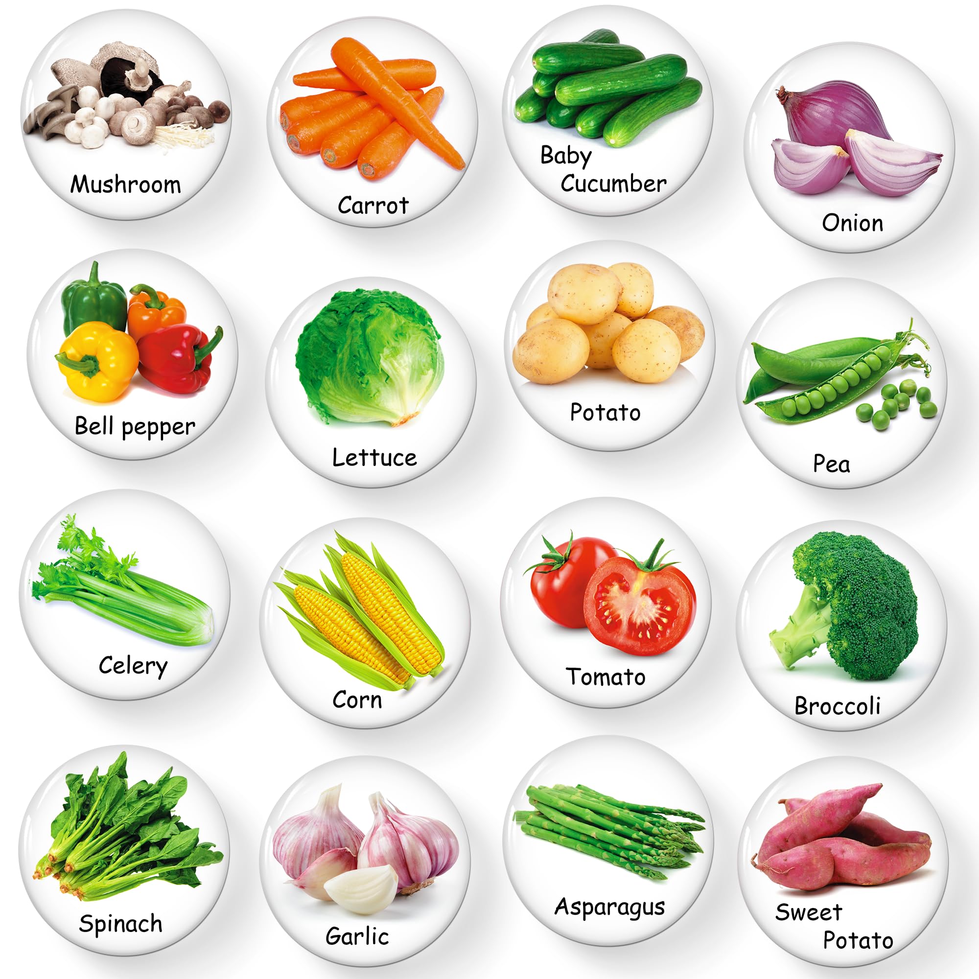 MORCART 16PCS Food Magnets for Fridge, Cute Vegetable Magnets for Refrigerator Locker Whiteboard Decorative Magnetic Board Cabin
