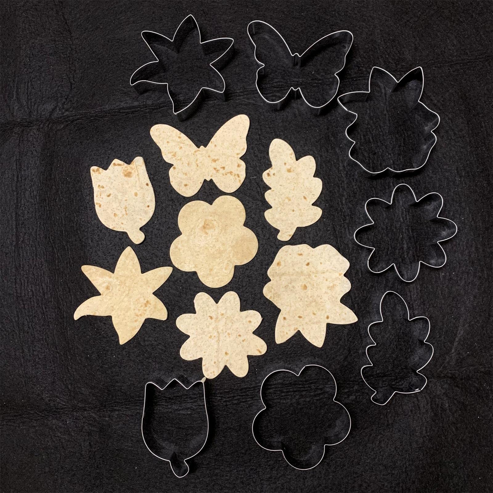 Lubtosmn Flower And Leaf Cookie Cutter Set-7 Piece-Daisy, Lily, Rose, Tulip, Oak Leaf And Butterfly Fondant Biscui Cutters
