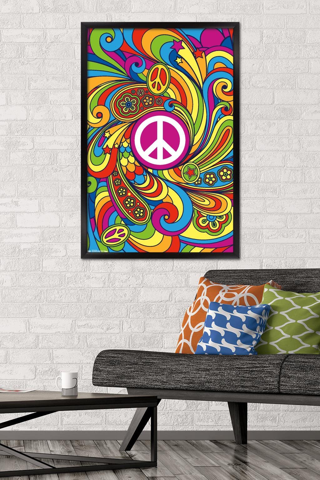 Trends International Peace Sign Wall Poster, 22.375'' X 34'', Black Framed Version