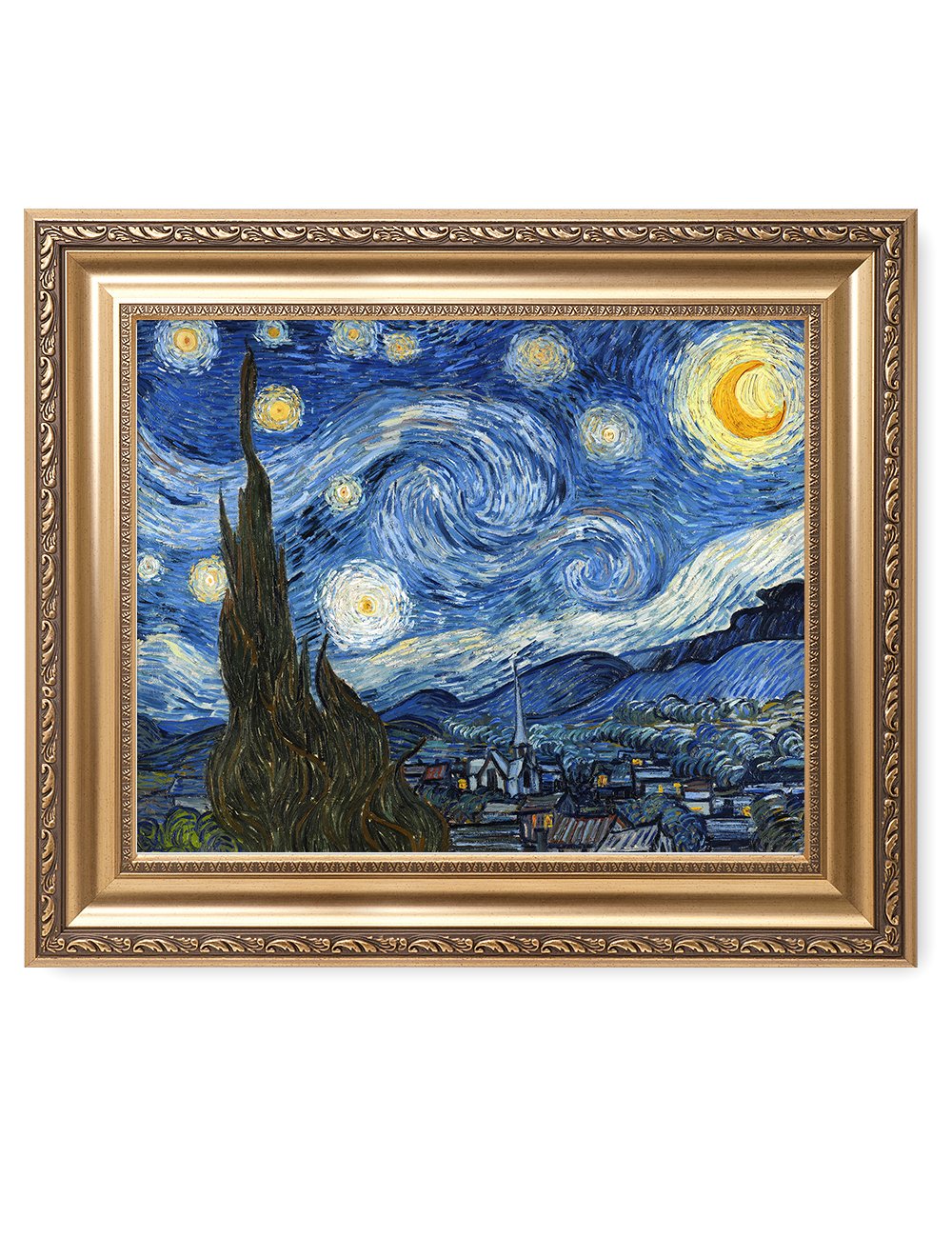 Decorarts - Starry Night, Vincent Van Gogh Art Reproduction. Giclee Prints Match With Golden Framed For Wall Decor. Picture Size