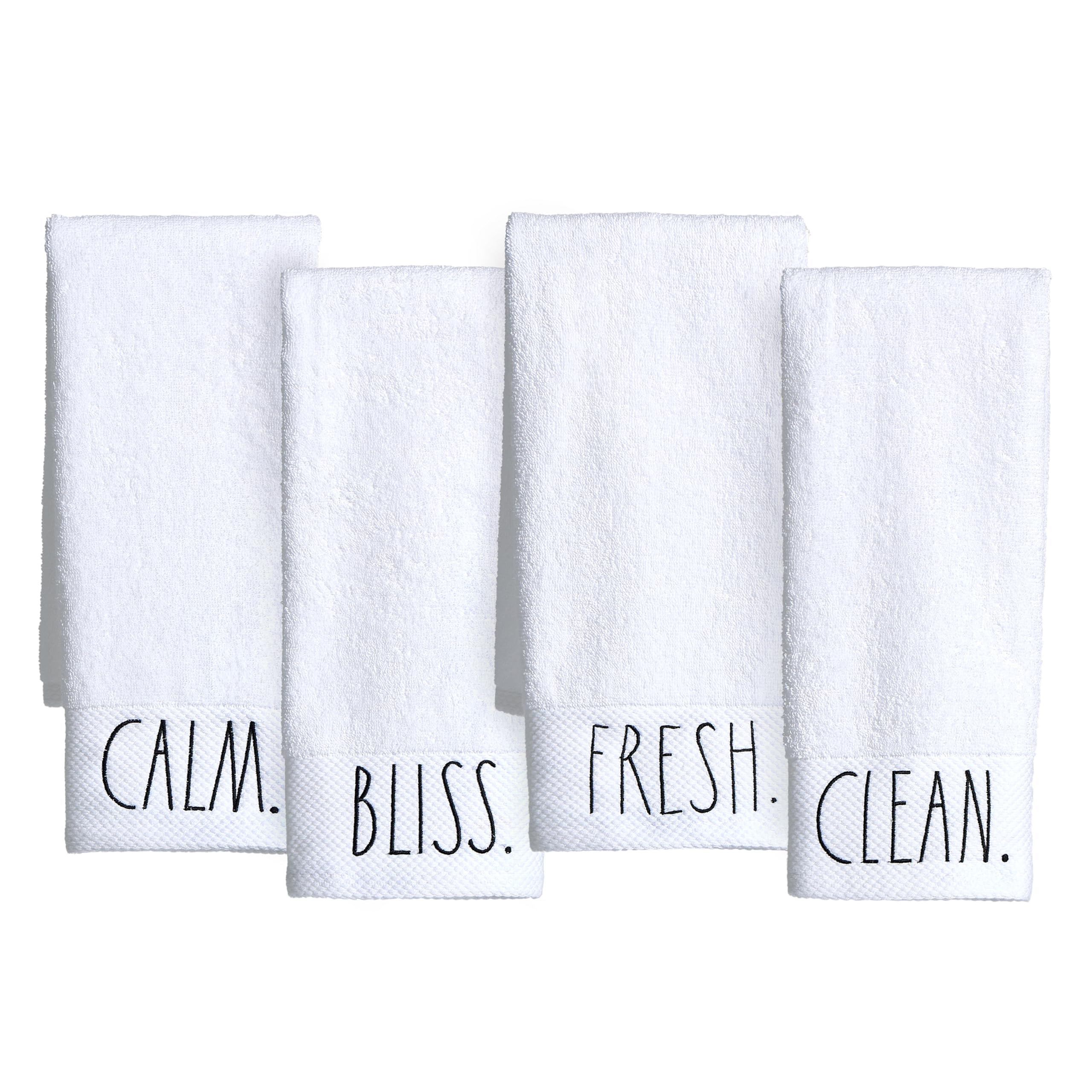 Rae Dunn Hand Towels, Embroidered Decorative Hand Towel For Kitchen And Bathroom, 100% Cotton, Highly Absorbent, 4Pack, 16X28, E