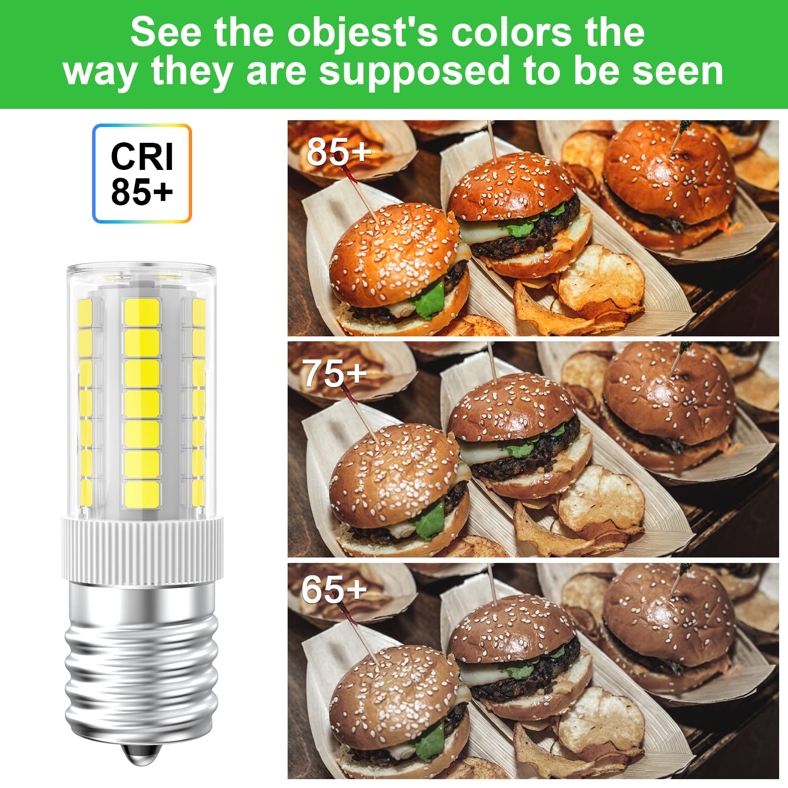 Gaormii LED Microwave Over Stove Light Bulb Replacement, 40W, E17 Base, 6000K Daylight White, Dimmable, 2-Pack